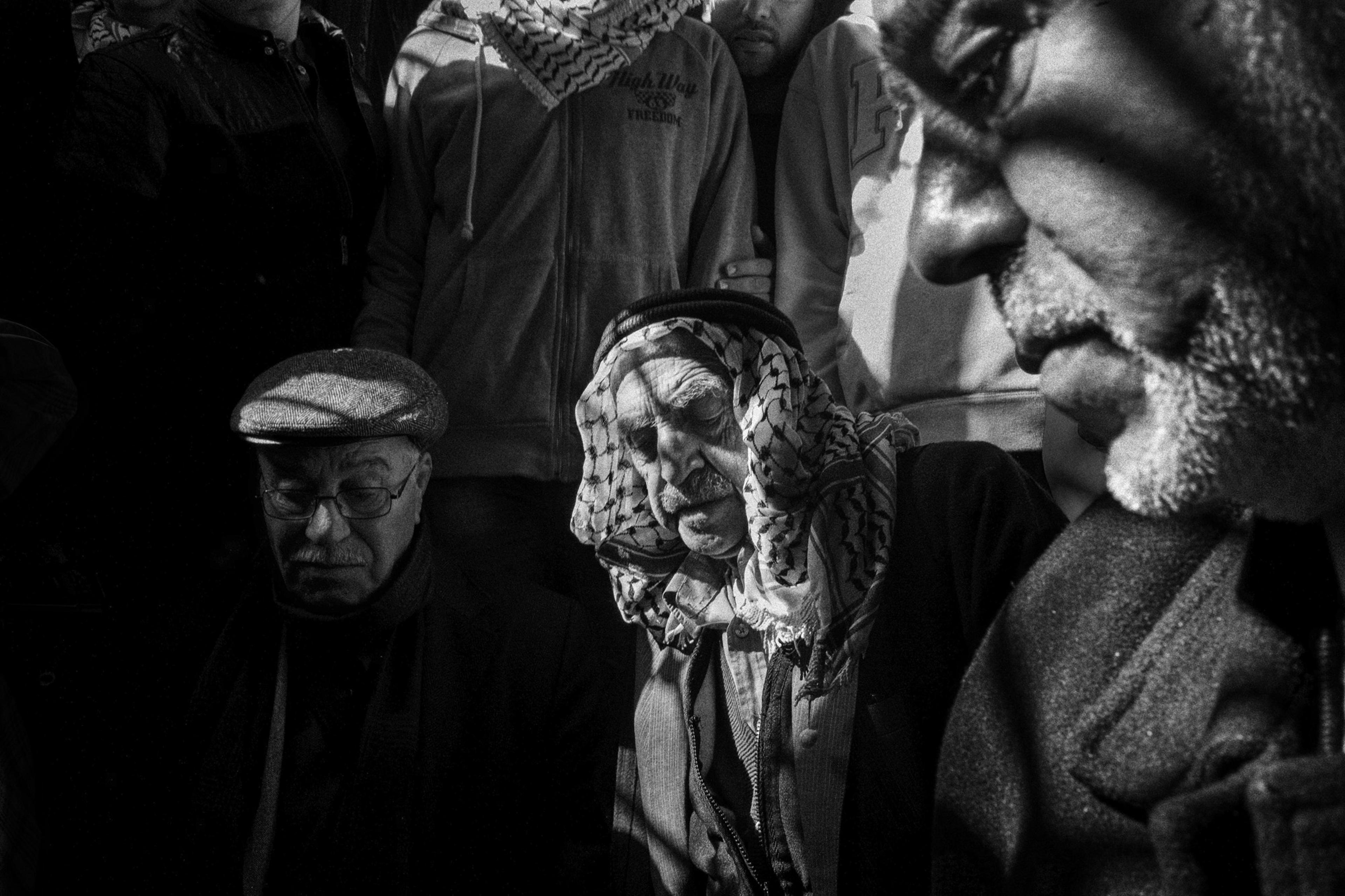 Family members attend the funeral of Shadi Arafa in Hebron, November 2015. Israel's Ministry of Foreign Affairs stated Arafa, a Palestinian mobile phone salesman, was killed by Palestinian gunfire during an attack in Gush Etzion, between Hebron and Jerus