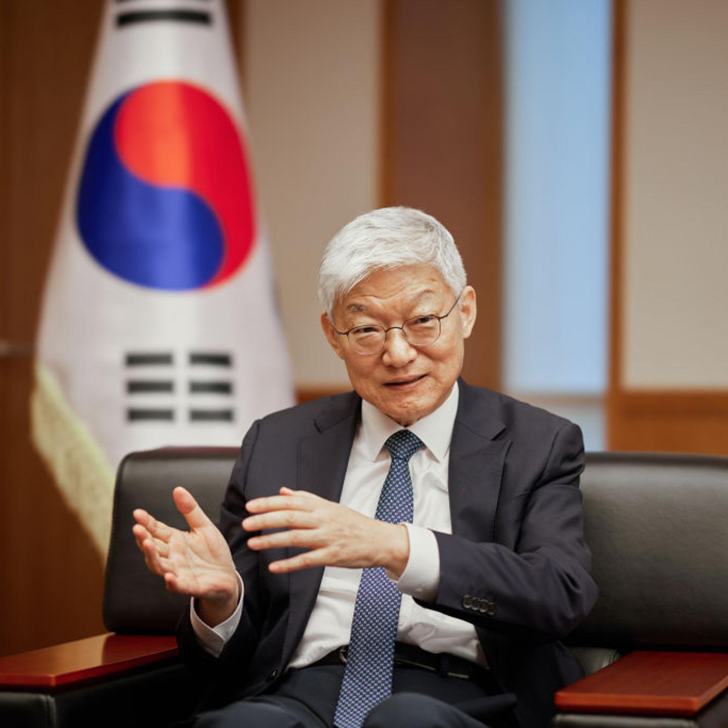 Yun Dukmin, South Korea's ambassador to Japan, during an interview at the Embassy of South Korea in Tokyo, Japan, on Wednesday, Sept. 20, 2023.