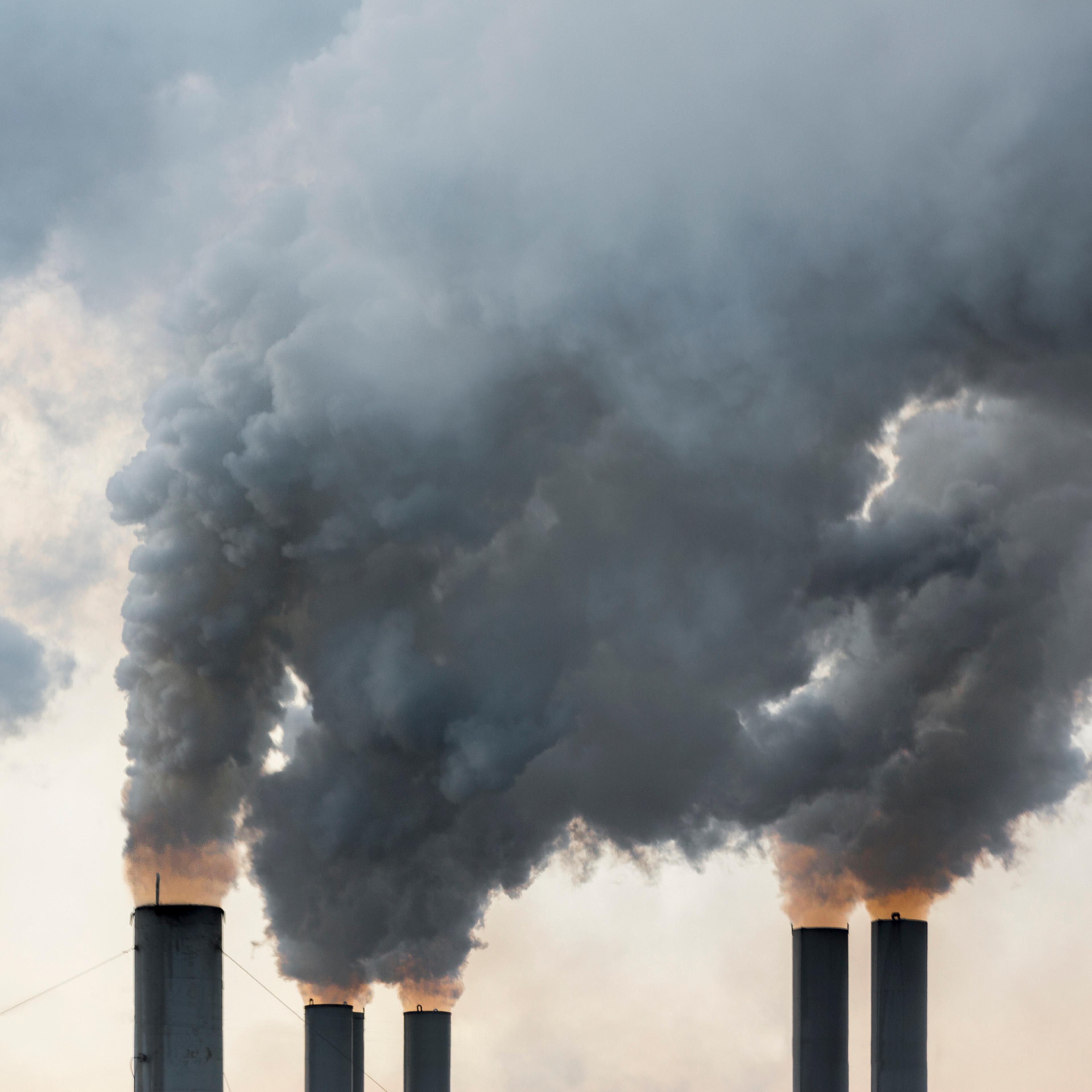 Smoke emerging from chimneys