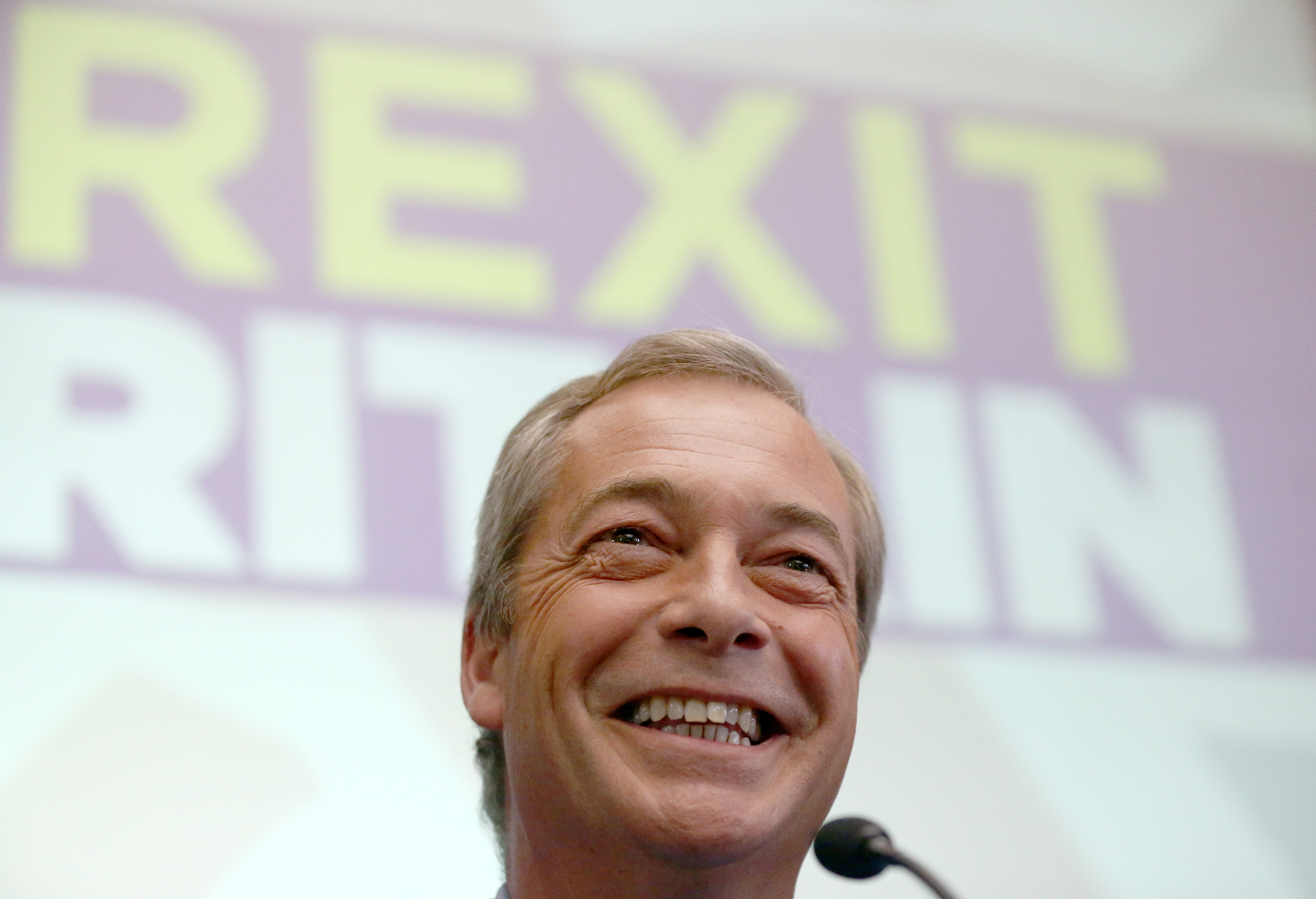 Nigel Farage, the leader of the United Kingdom Independence Party, speaks at a news conference in central London