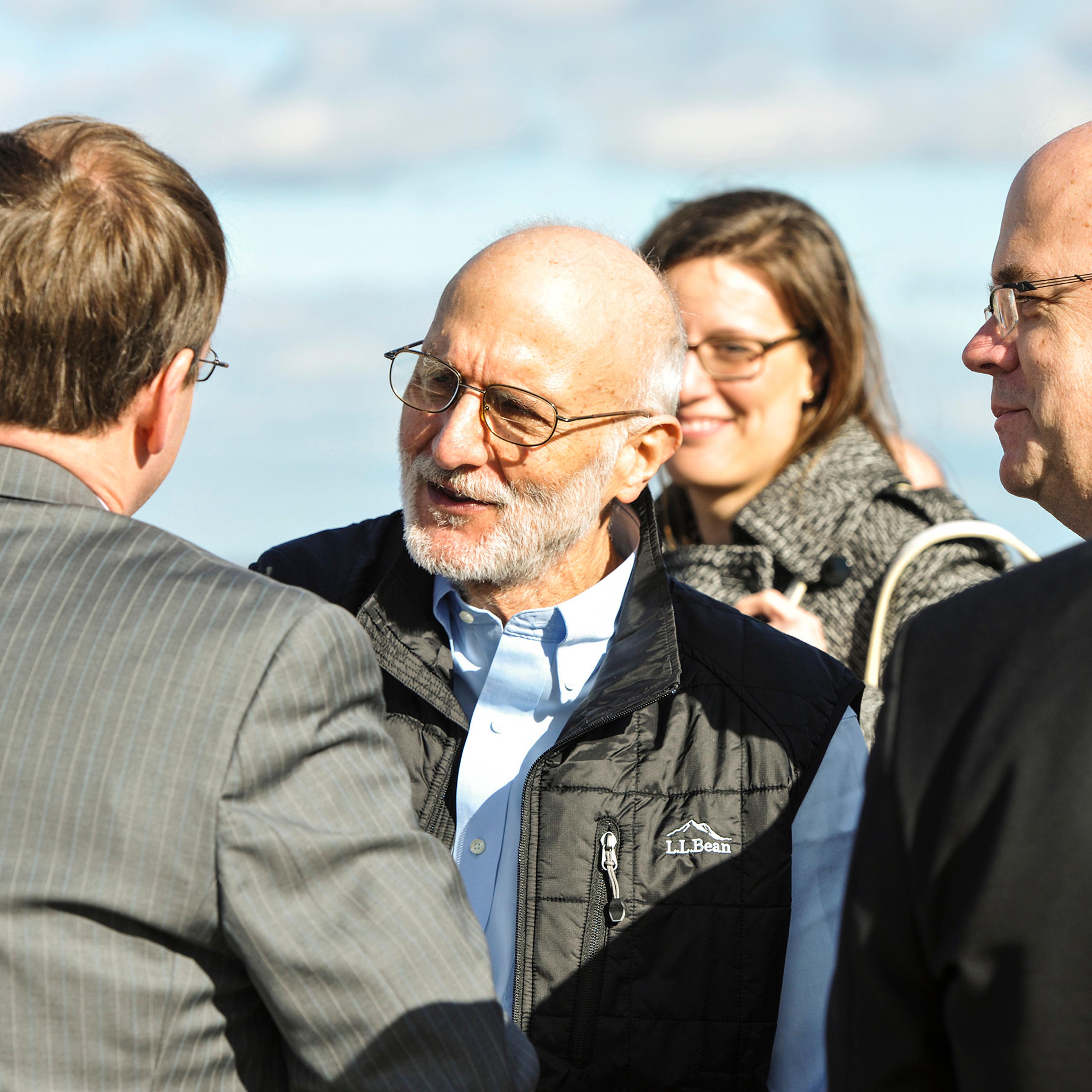Alan Gross speaks to an entourage of family and friends who were awaiting his return from five years of captivity in Cuba to Joint Base Andrews Maryland