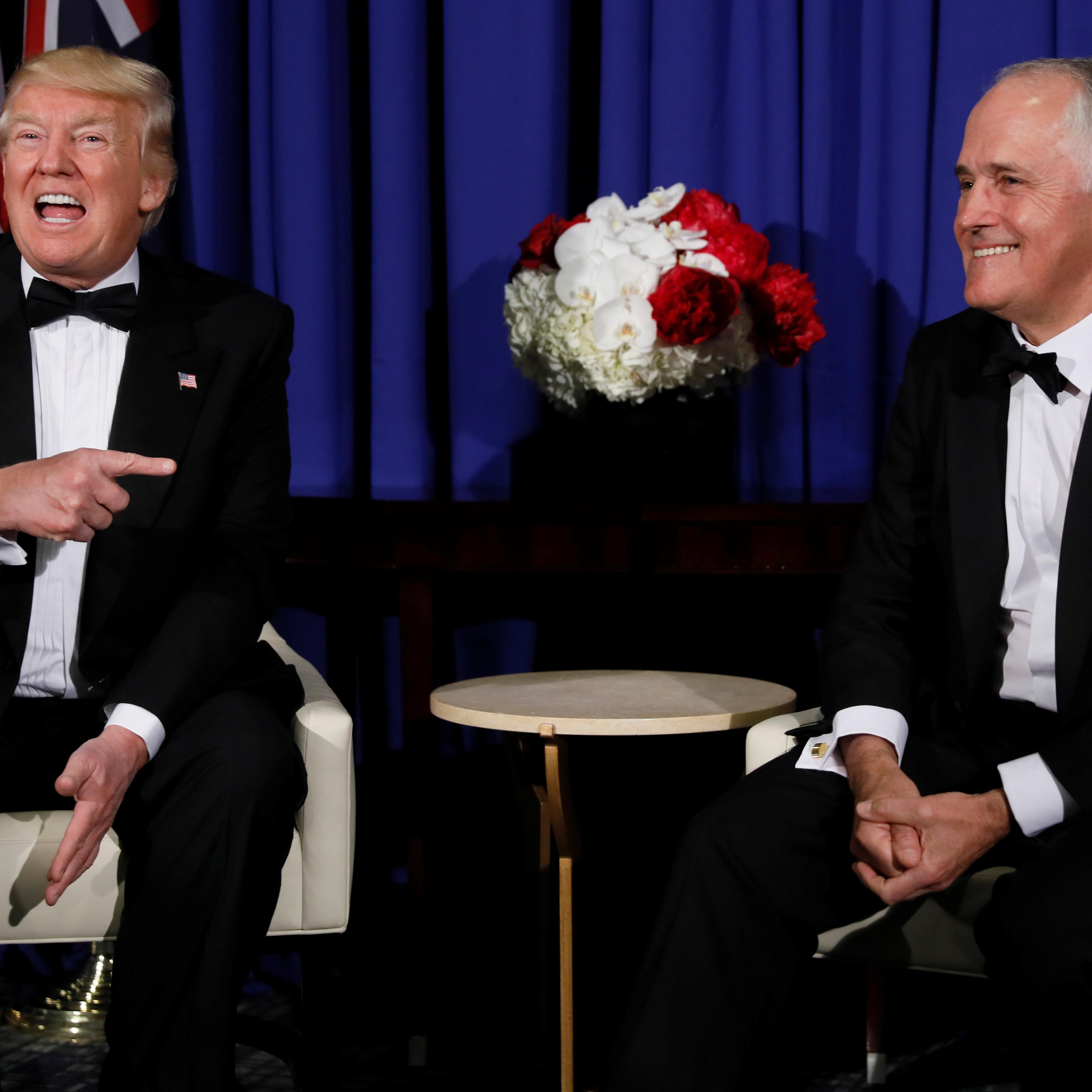 U.S. President Trump and Australia's PM Turnbull deliver brief remarks ahead of an event commemorating the 75th anniversary of the Battle of the Coral Sea in New York