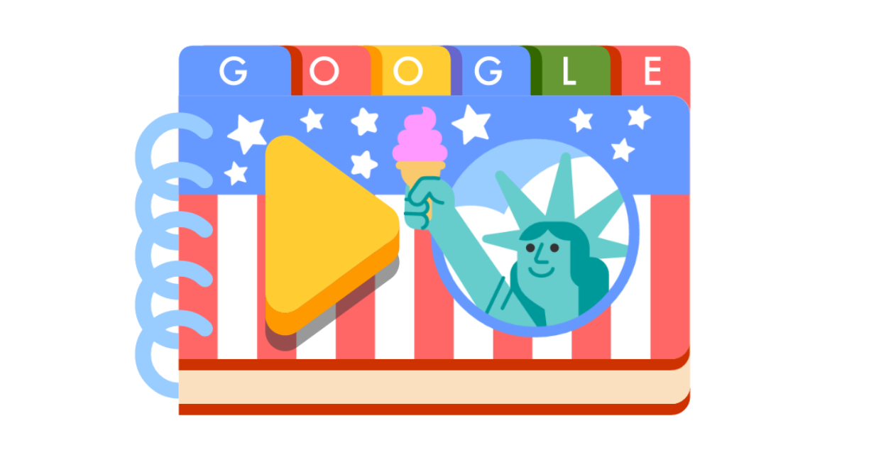 Google Doodle celebrating the Fourth of July.