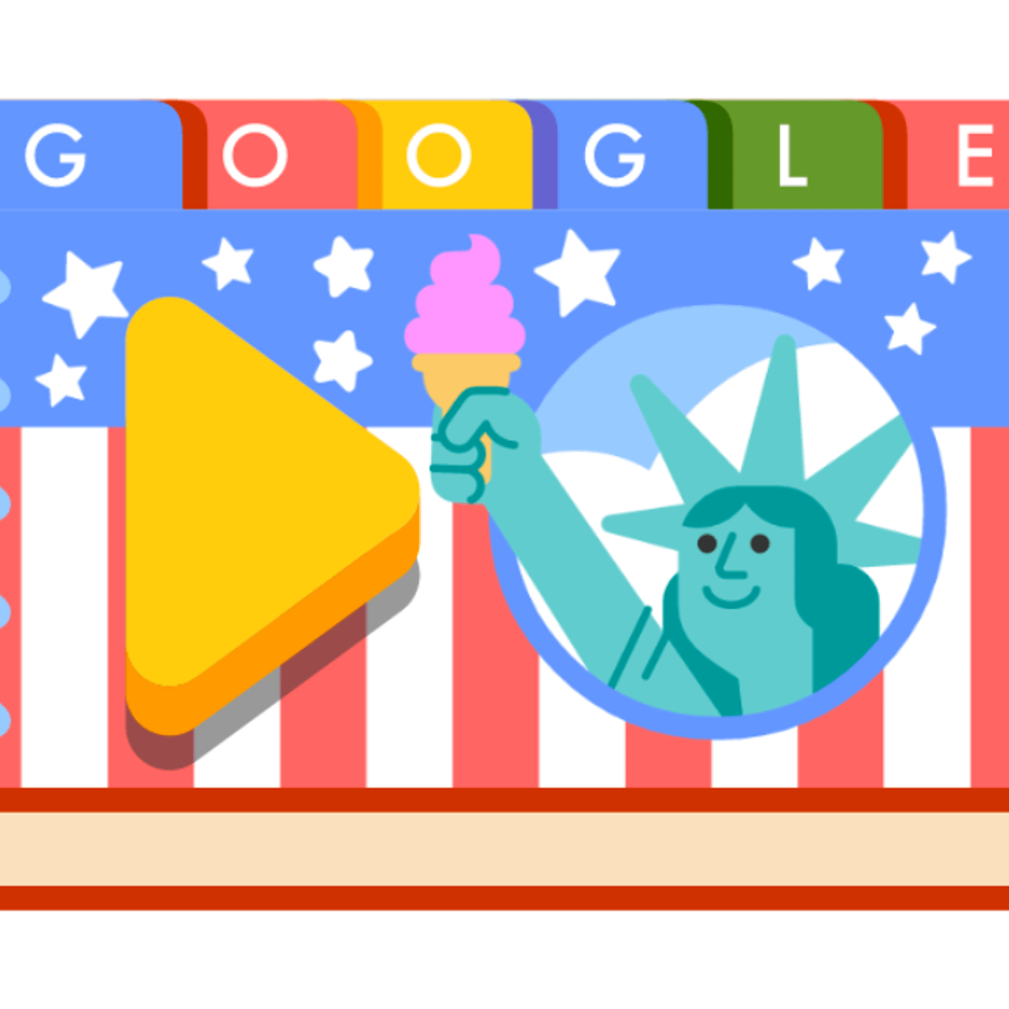 Google Doodle celebrating the Fourth of July.