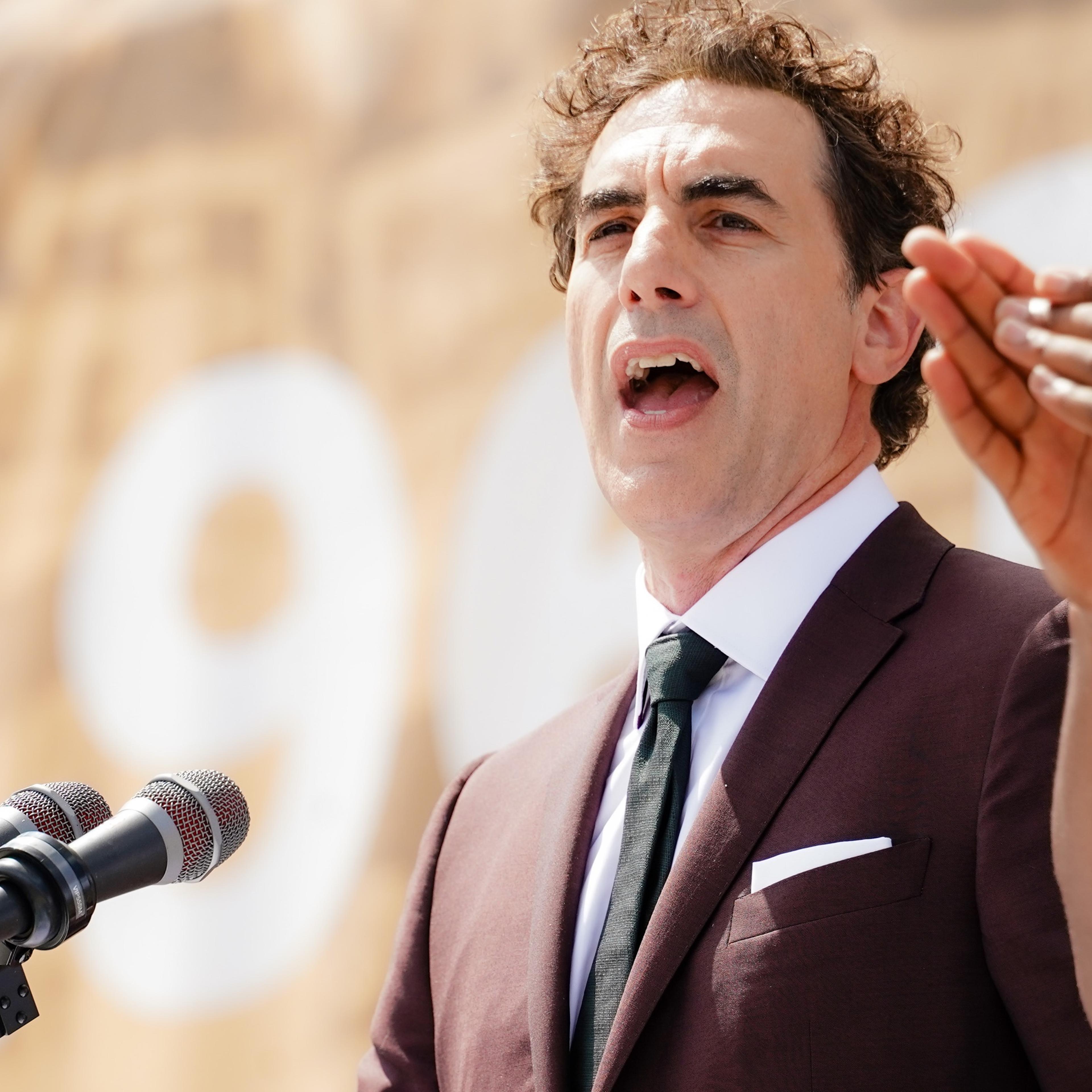 Sacha Baron Cohen gives a speech at the 60th Anniversary of the March on Washington in Washington, D.C. on Aug. 23 2023.