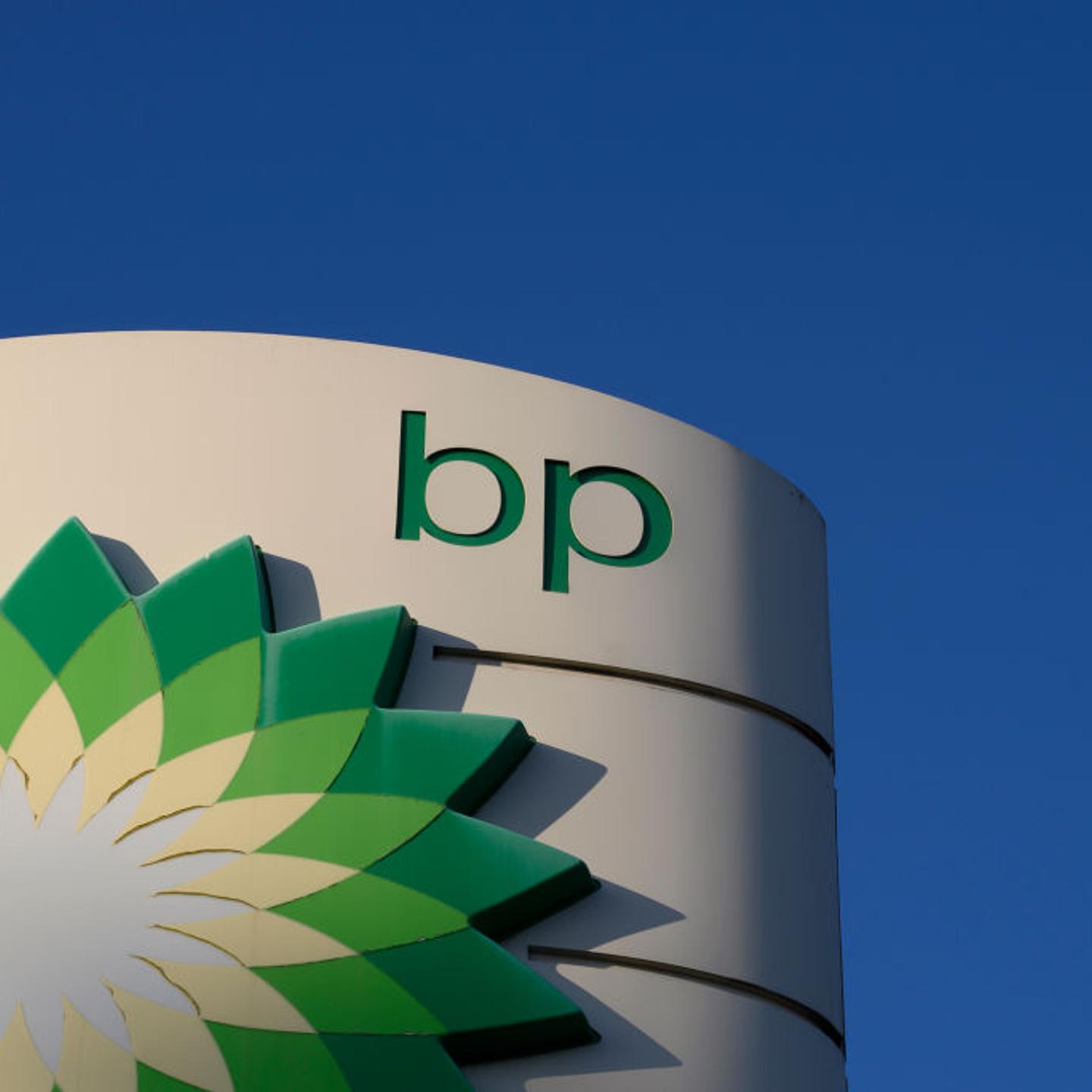 British oil and gas company BP signage in Warsaw in 2024.