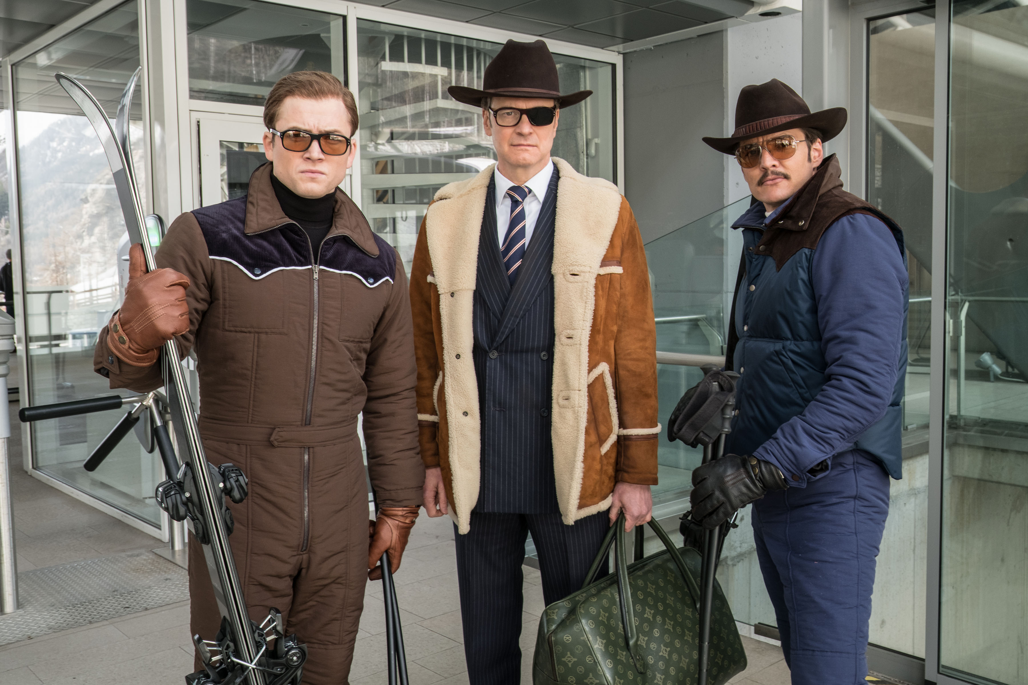 Taron Egerton, Colin Firth and Pedro Pascal in Kingsman: The Golden Circle.