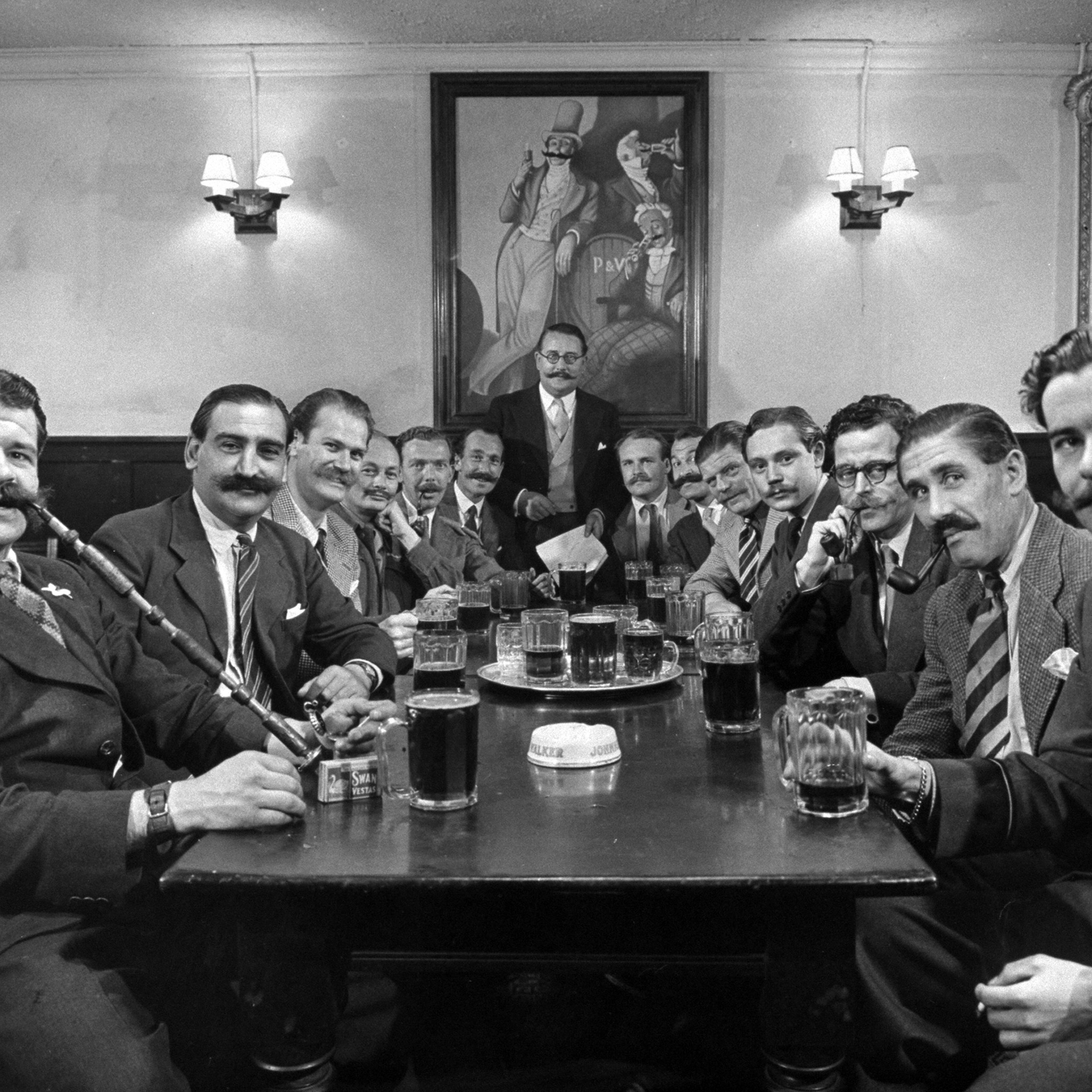 Members of the London Handlebar Club, 1947.