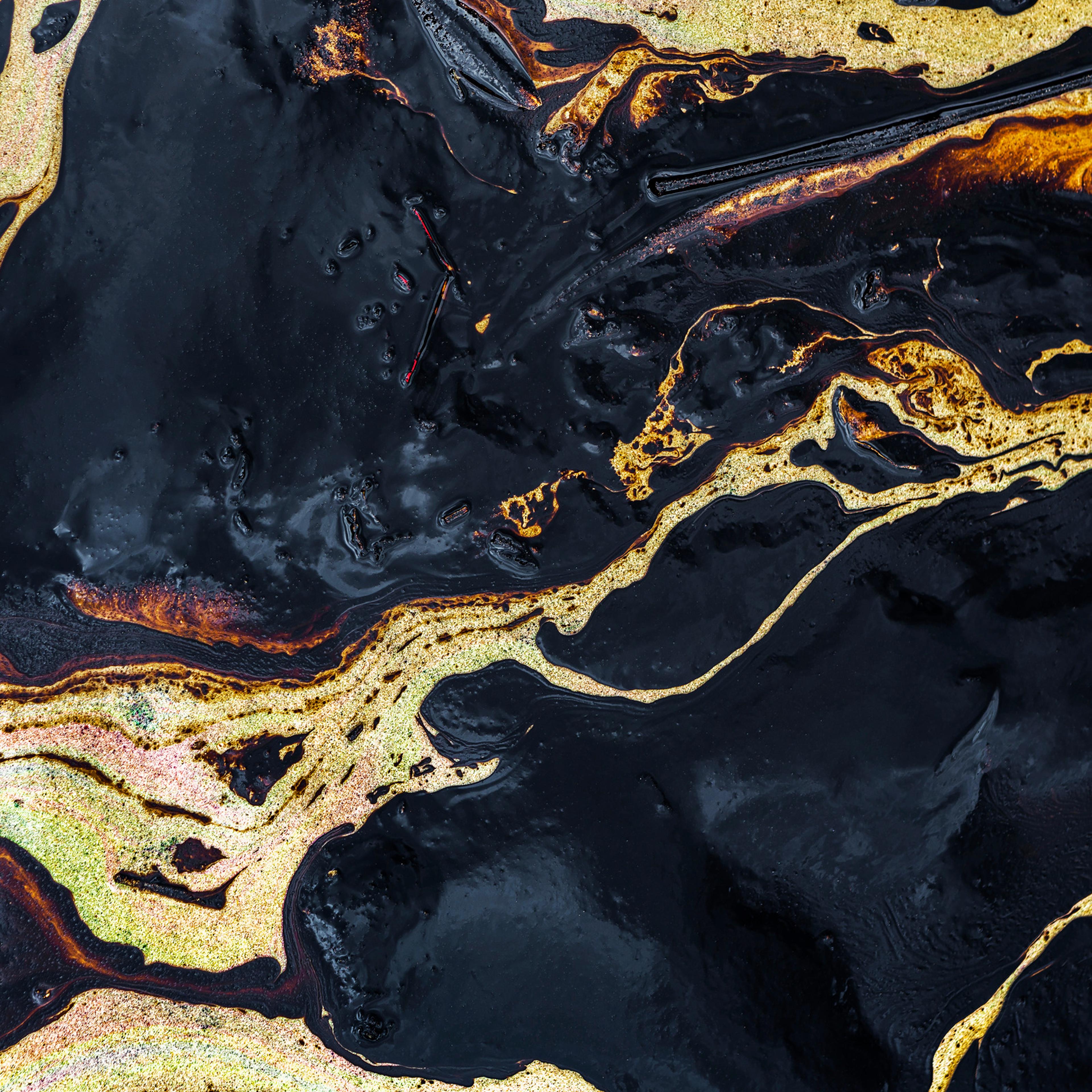 The swirl of an oil slick following a spill in Rayong, Thailand, in 2013.