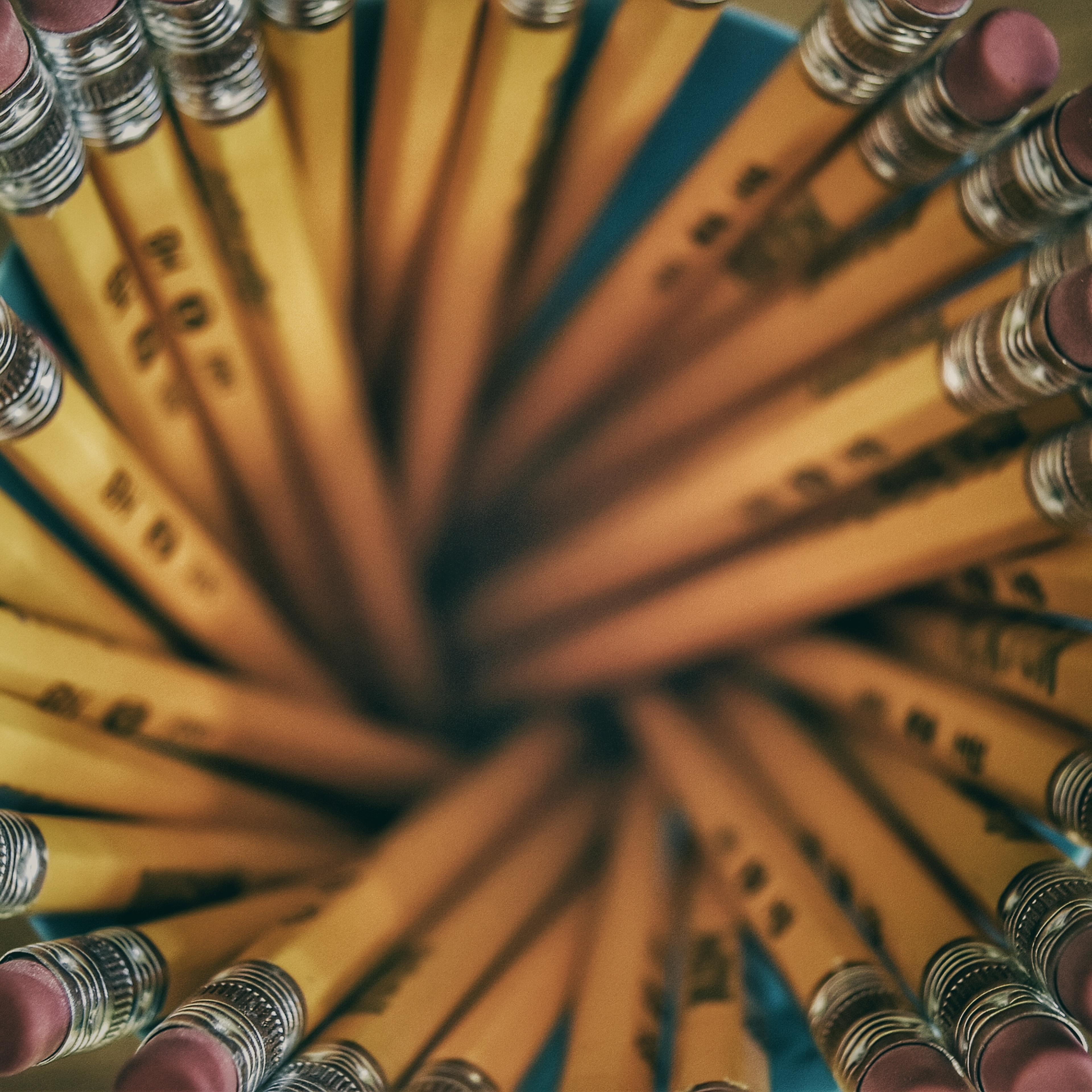 Directly Above Shot Of Pencils In Container On Table