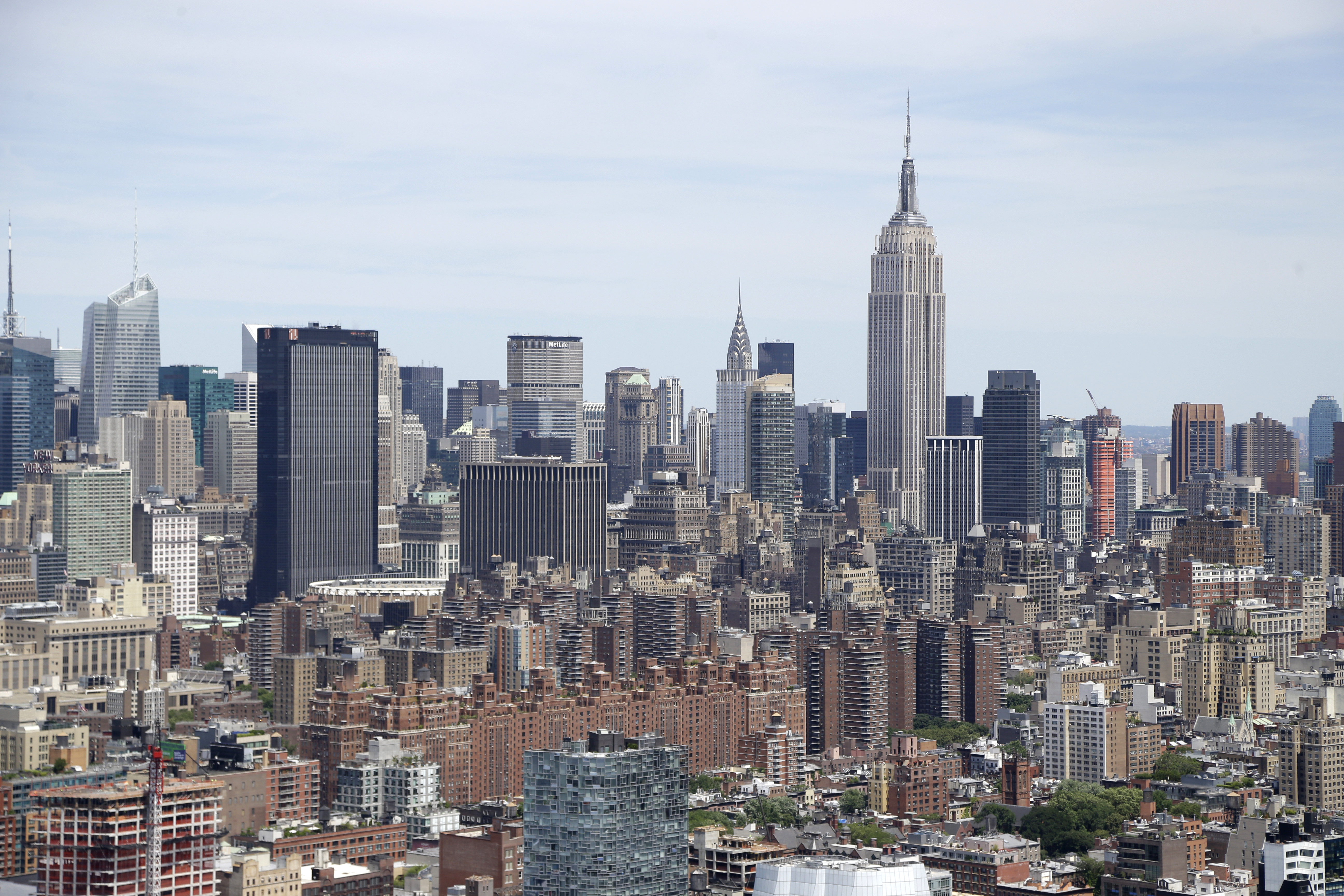 An ariel view of the Manhattan skyline in New York on June 20, 2014.