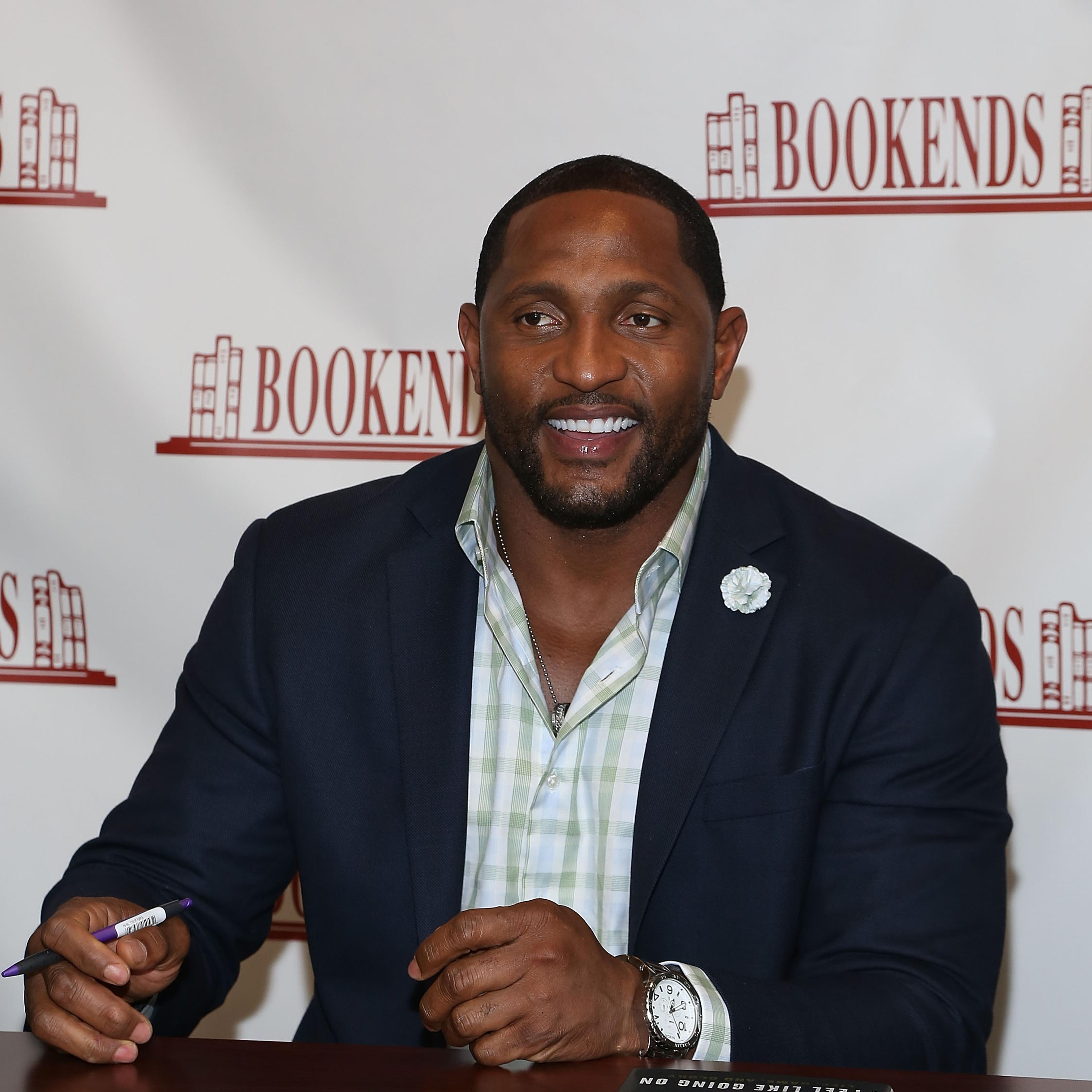 Ray Lewis Signs Copies Of His New Book "I Feel Like Going On"