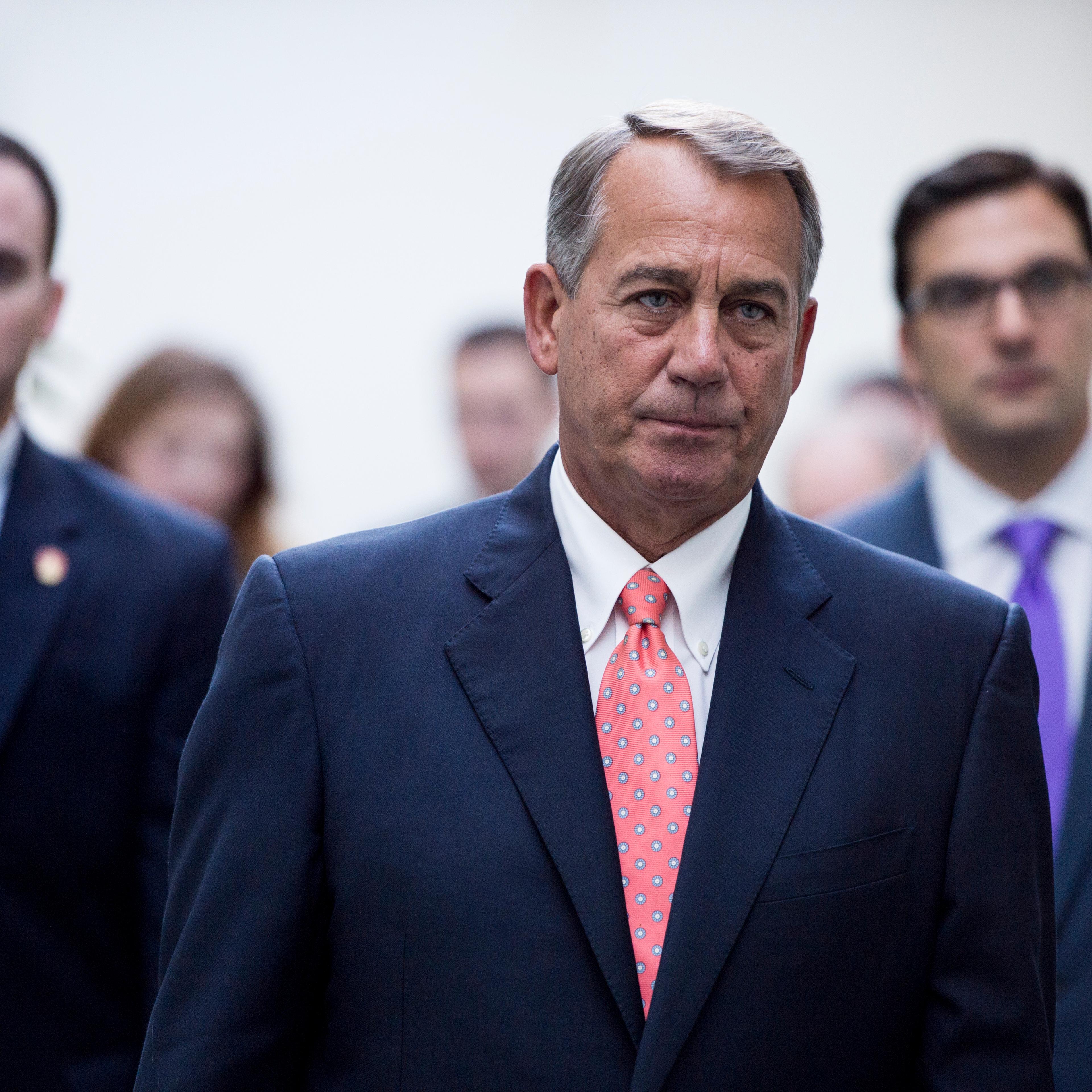 Speaker of the House John Boehner leaves the House Republican Conference meeting in the Capitol on Jan. 13, 2015.
