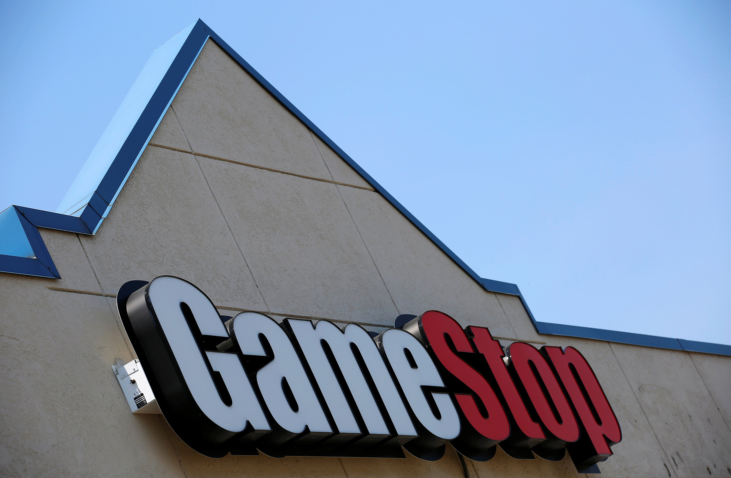 A sign is seen outside a GameStop store in Niles