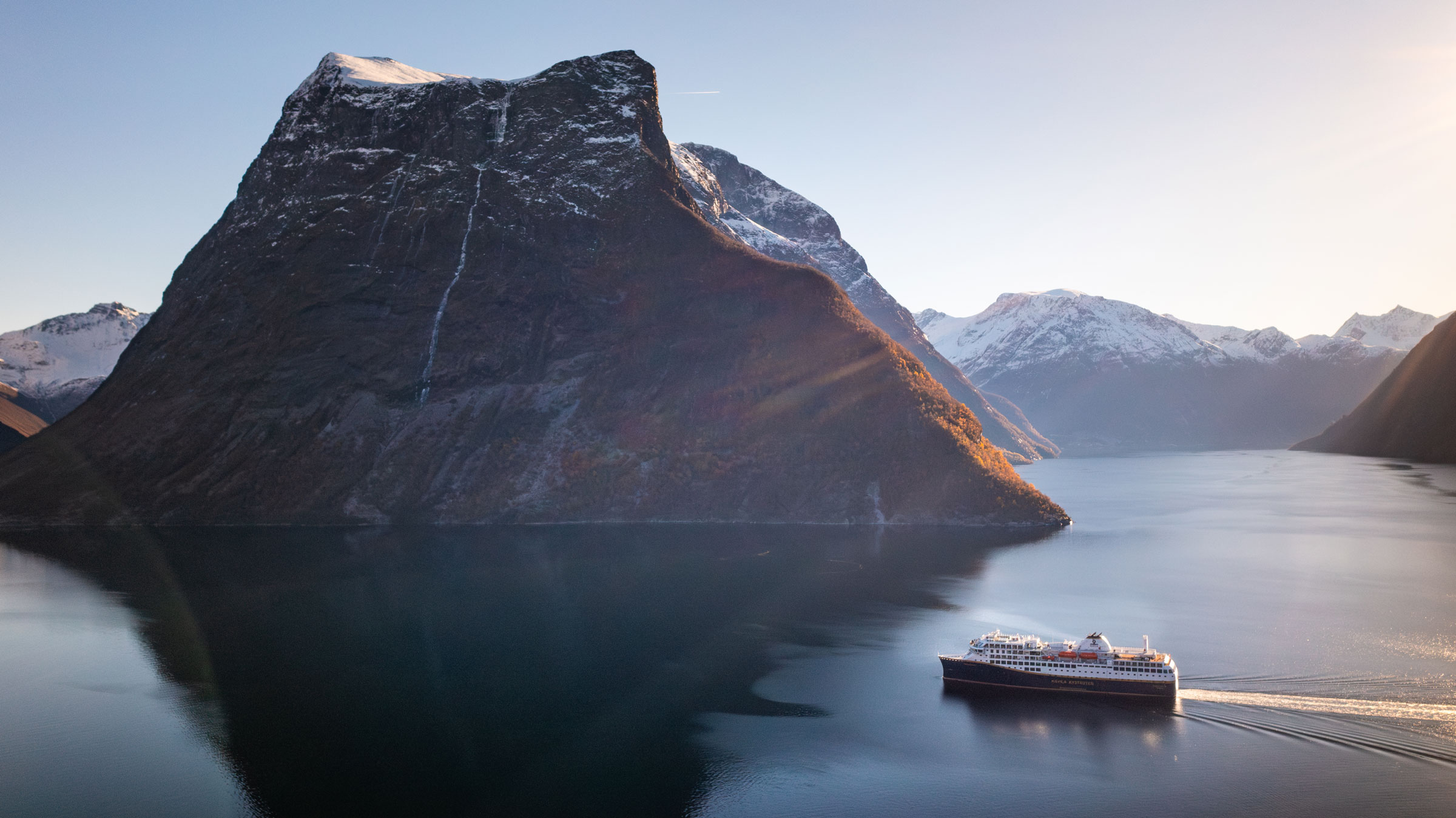 A Havila ship in the Hjørundfjorden