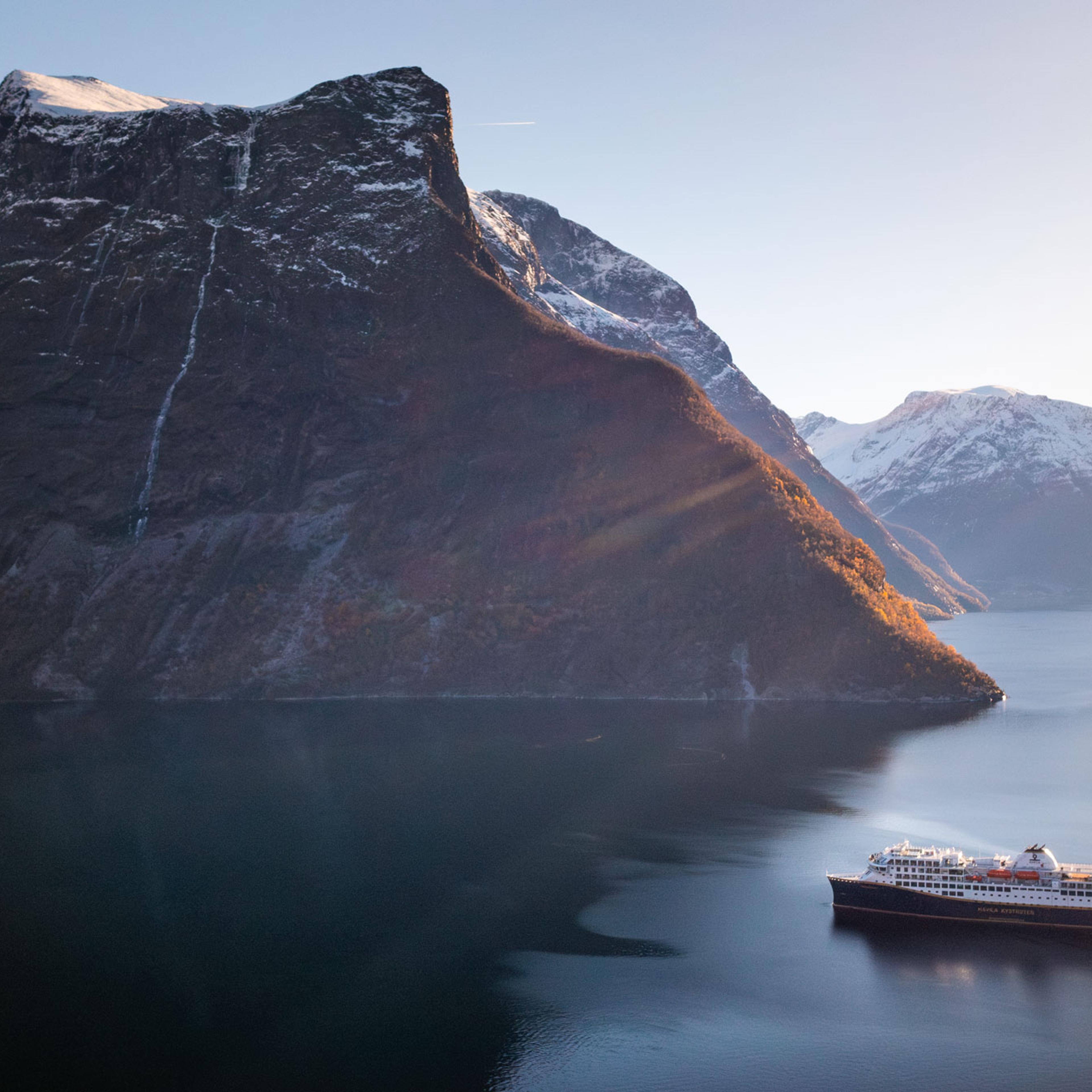 A Havila ship in the Hjørundfjorden