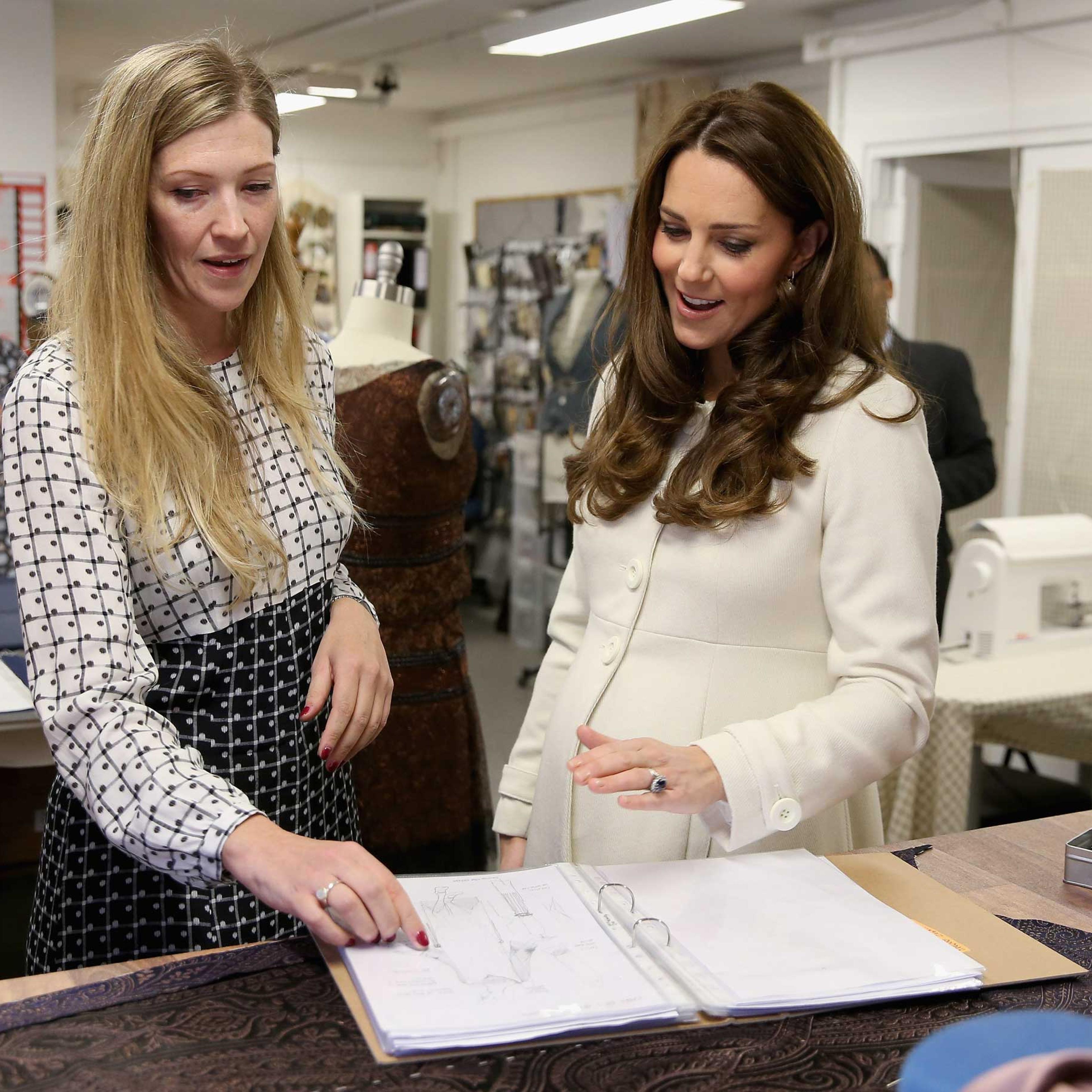 Catherine, Duchess of Cambridge is shown consumes during an official visit to the set of Downton Abbey at Ealing Studios on March 12, 2015 in London, England.