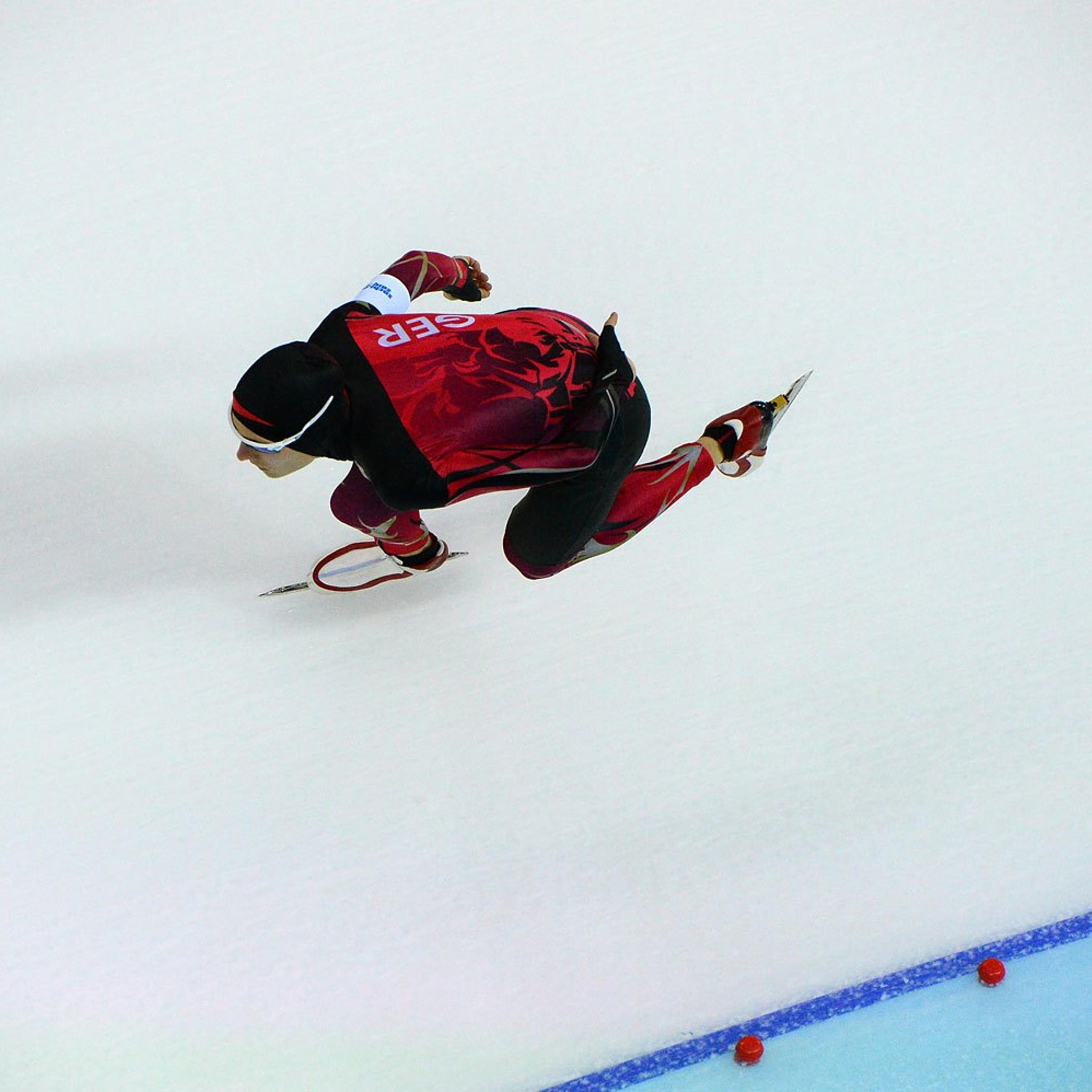 Germany's Patrick Beckert competes in the Men's Speed Skating 5000m at the Adler Arena on Feb. 8, 2014.