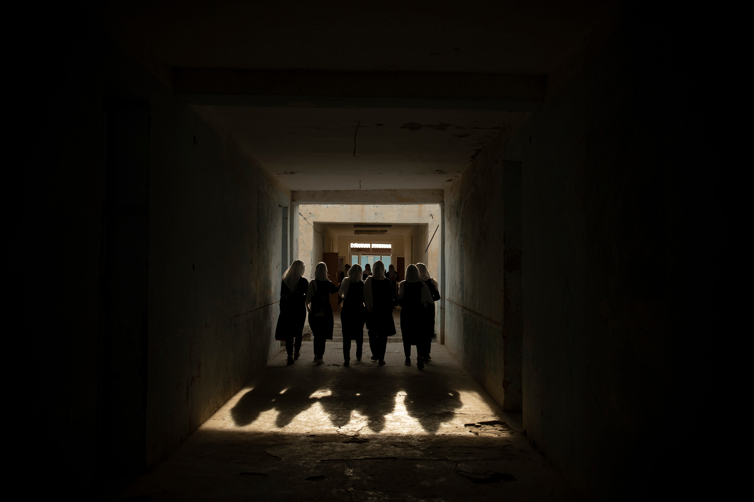 Female high school students in Sheberghan, Afghanistan, on May 5, 2021.
