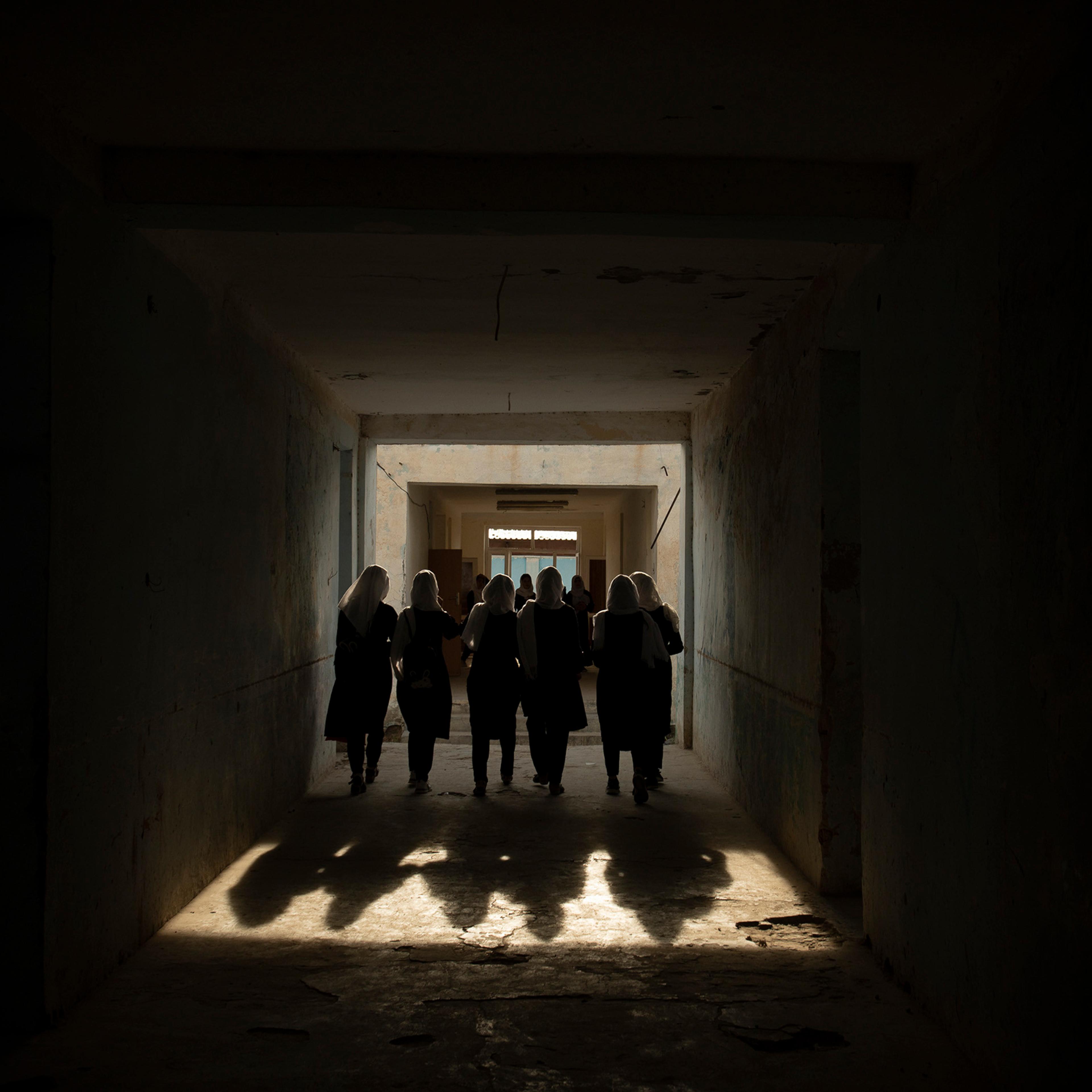 Female high school students in Sheberghan, Afghanistan, on May 5, 2021.