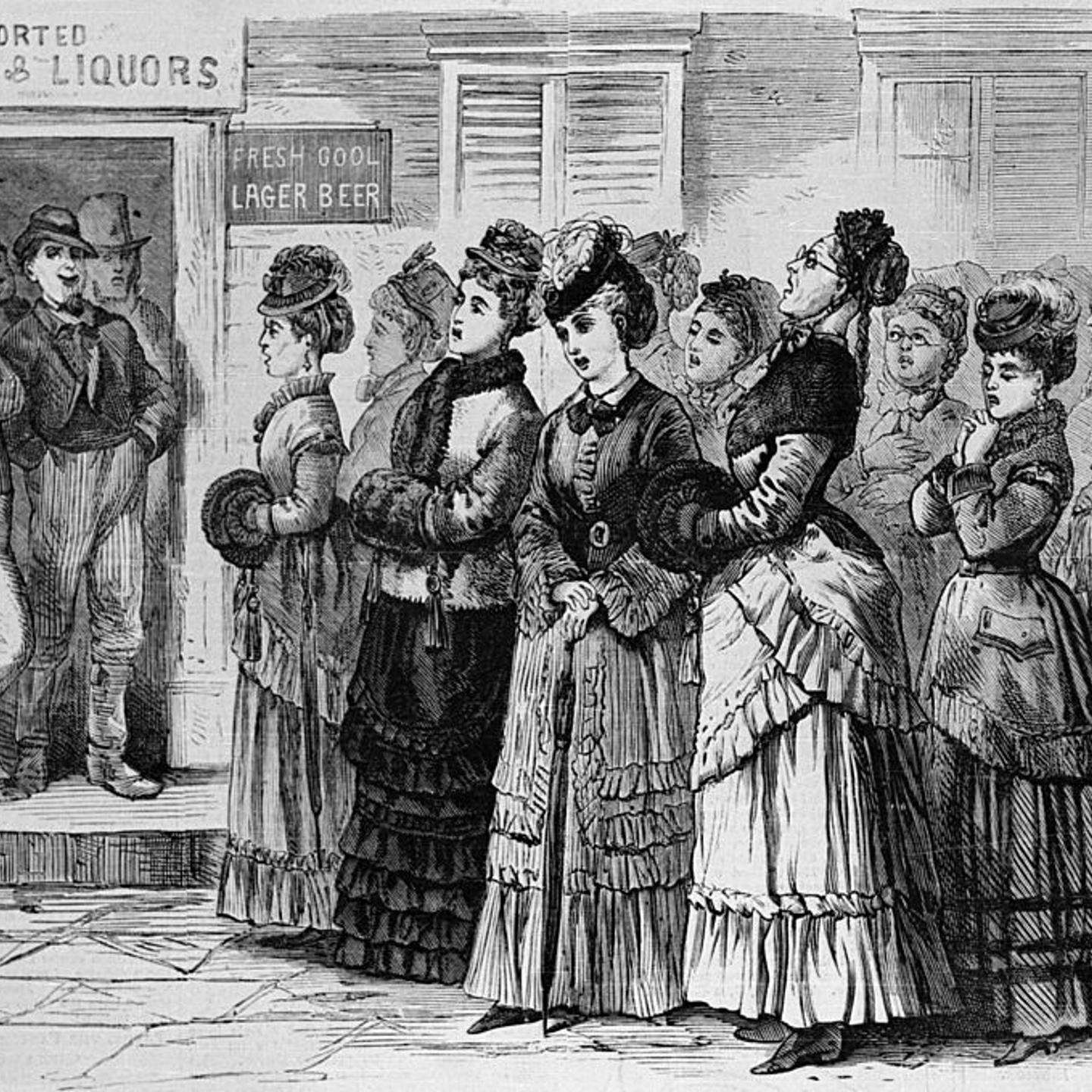 Women Chanting for Temperence Movement