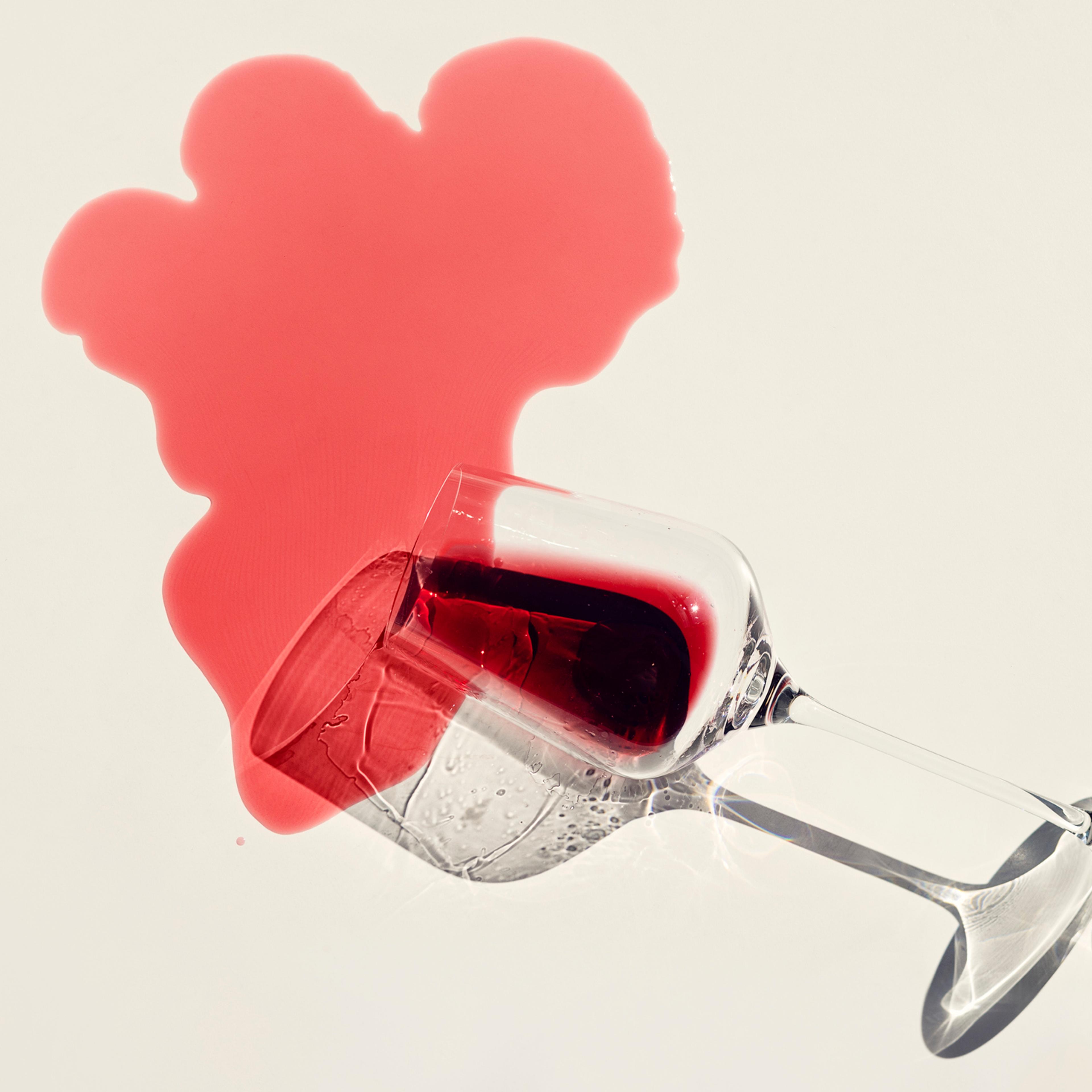 Spilled red wine