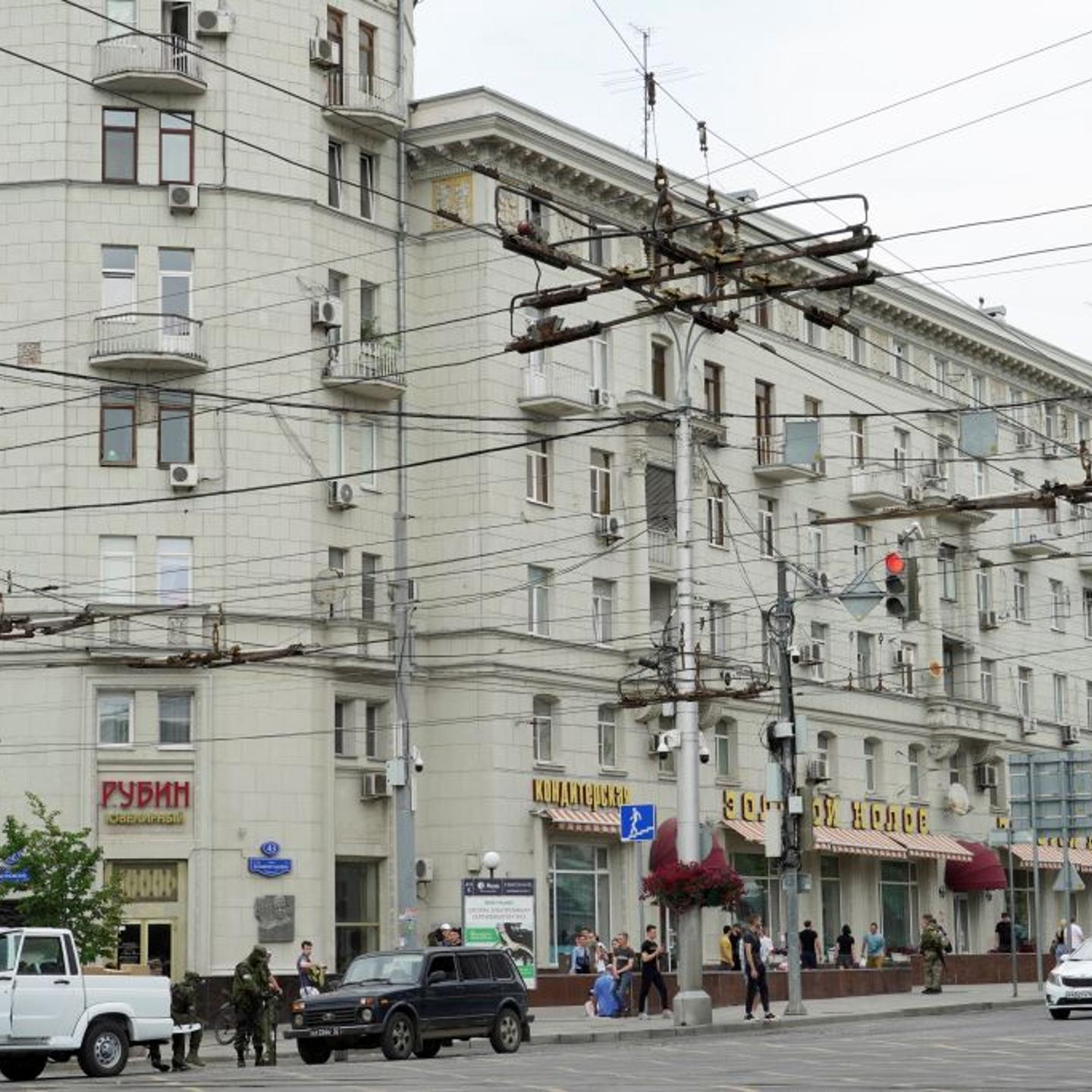 Members of Wagner group patrol the center of Rostov-on-Don, on June 24, 2023. President Vladimir Putin on June 24, 2023 said an armed mutiny by Wagner mercenaries was a "stab in the back" and that the group's chief Yevgeny Prigozhin had betrayed Russia,