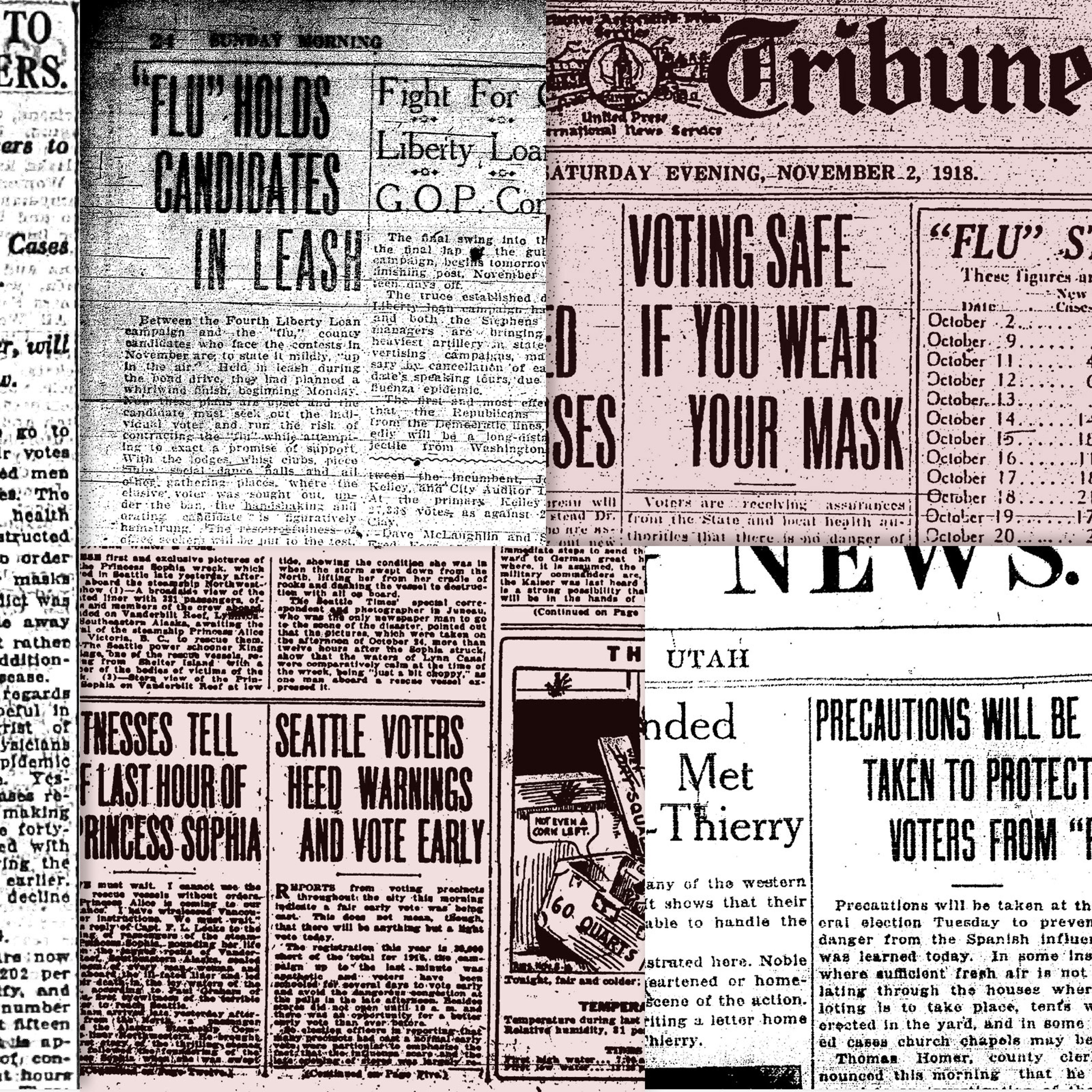 Newspaper headlines about the Flu, 1918