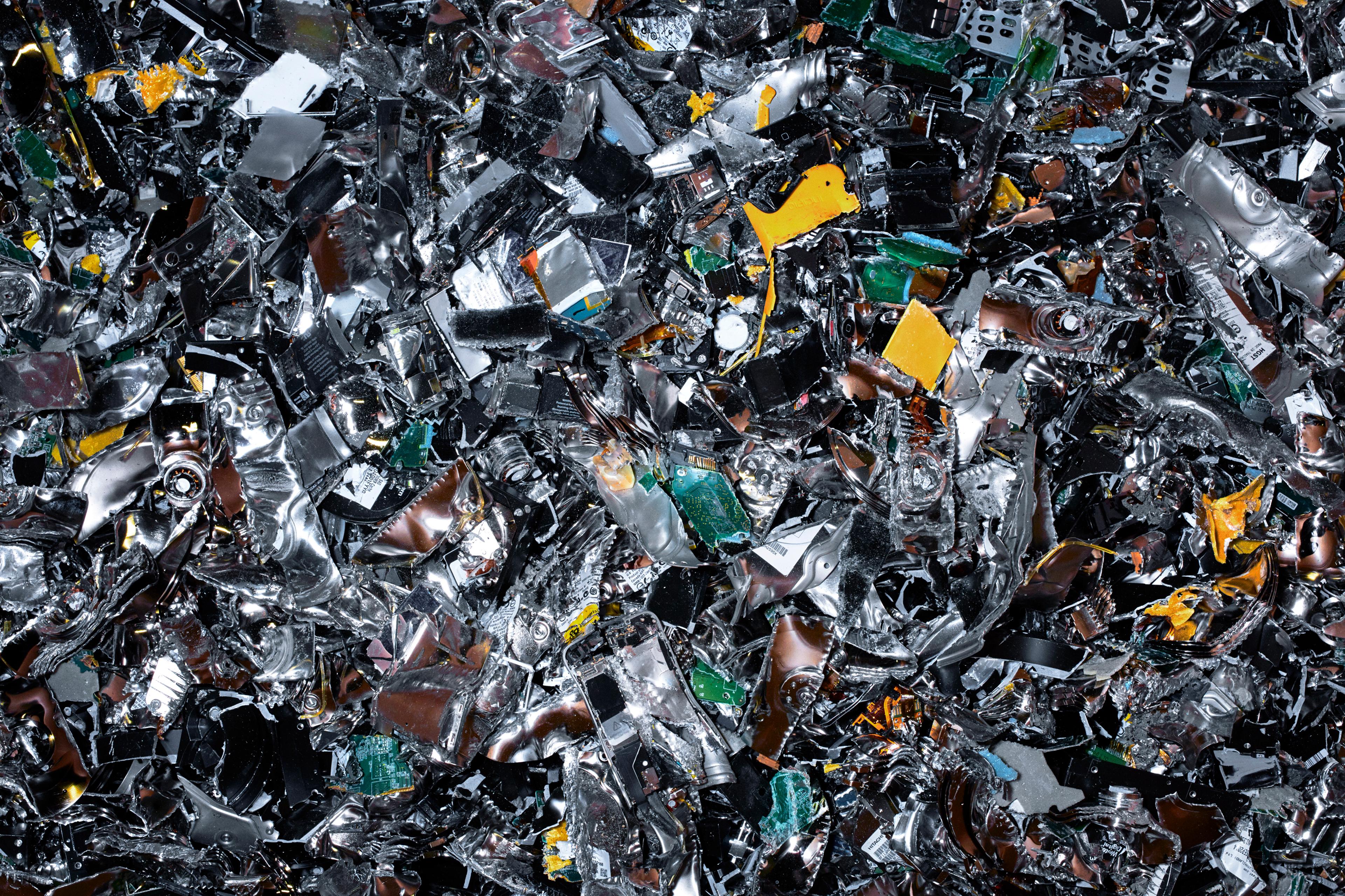 Crushed hard drives.