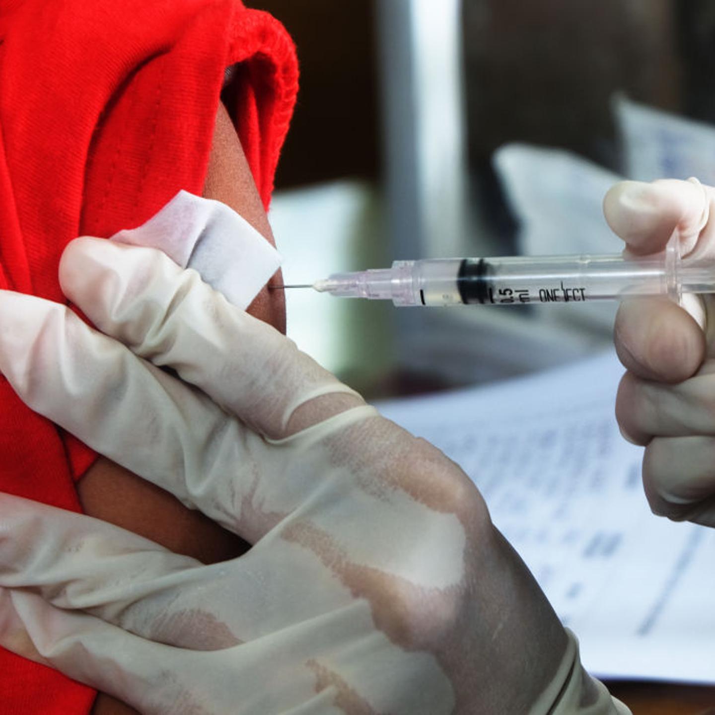 The Parepare Police Covid-19 Vaccination Team, injects a