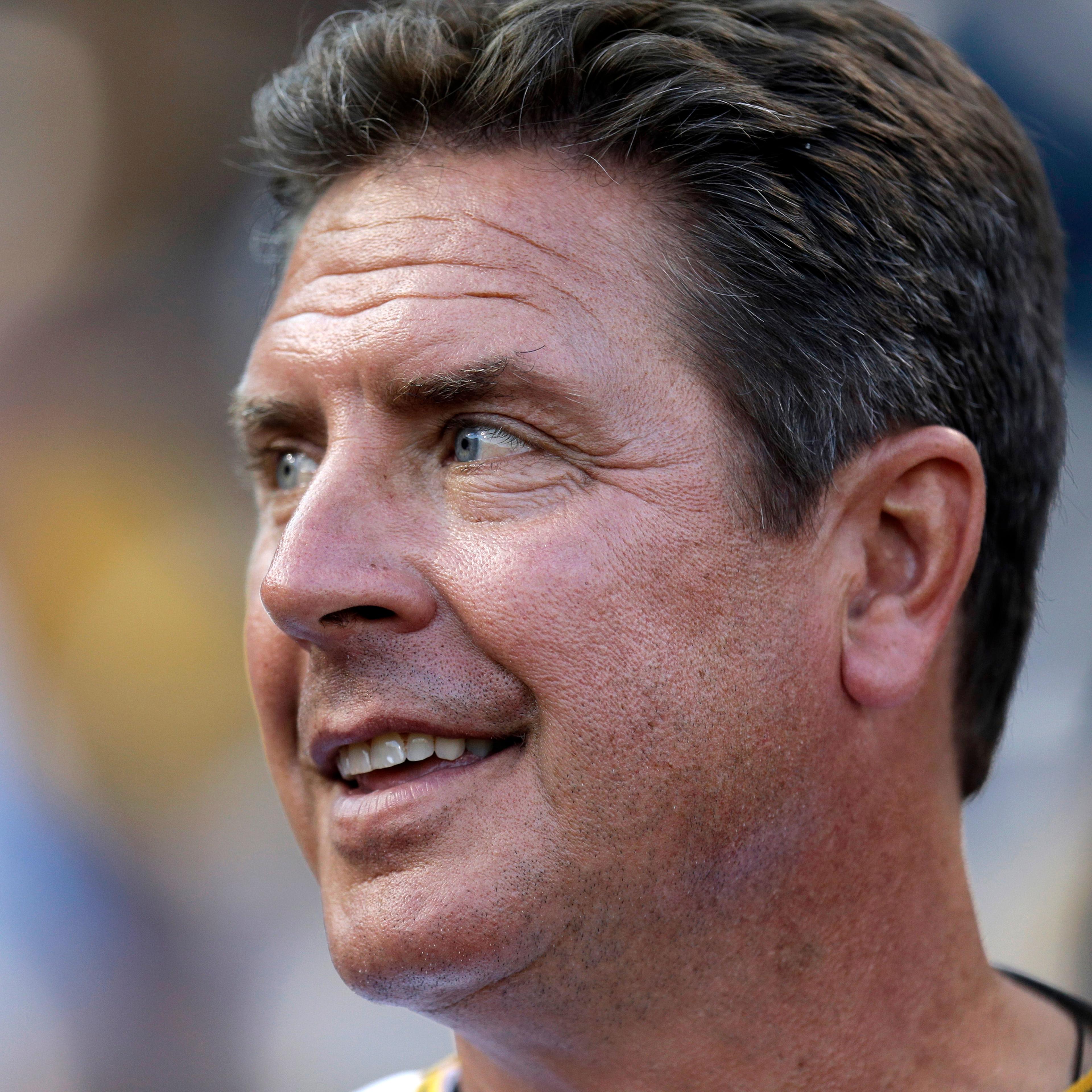 NFL football Hall of Fame quarterback Dan Marino at a baseball game between the Pittsburgh Pirates and the Milwaukee Brewers in Pittsburgh on Aug. 29, 2013.