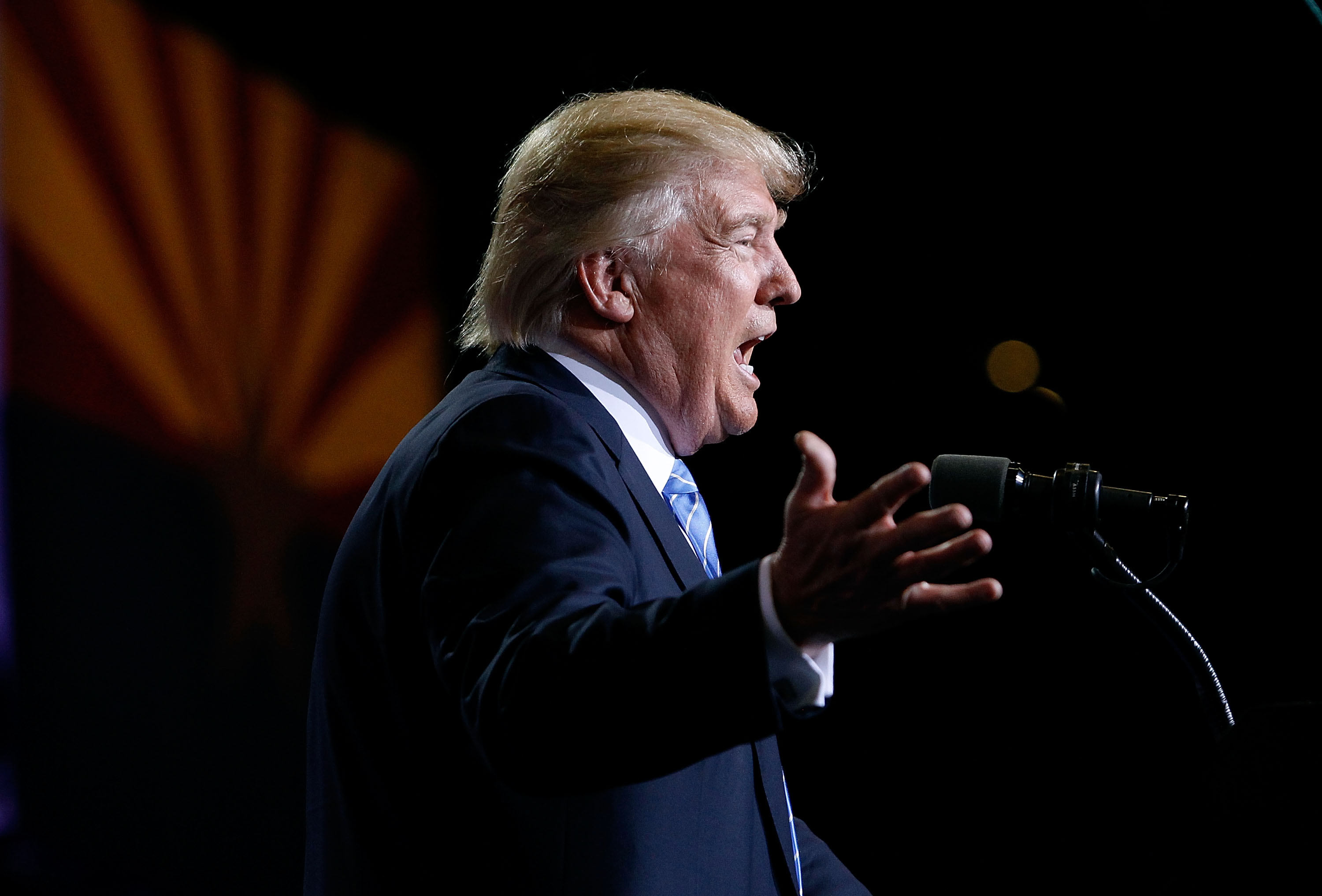 Donald Trump Speaks On Immigration At Rally In Phoenix