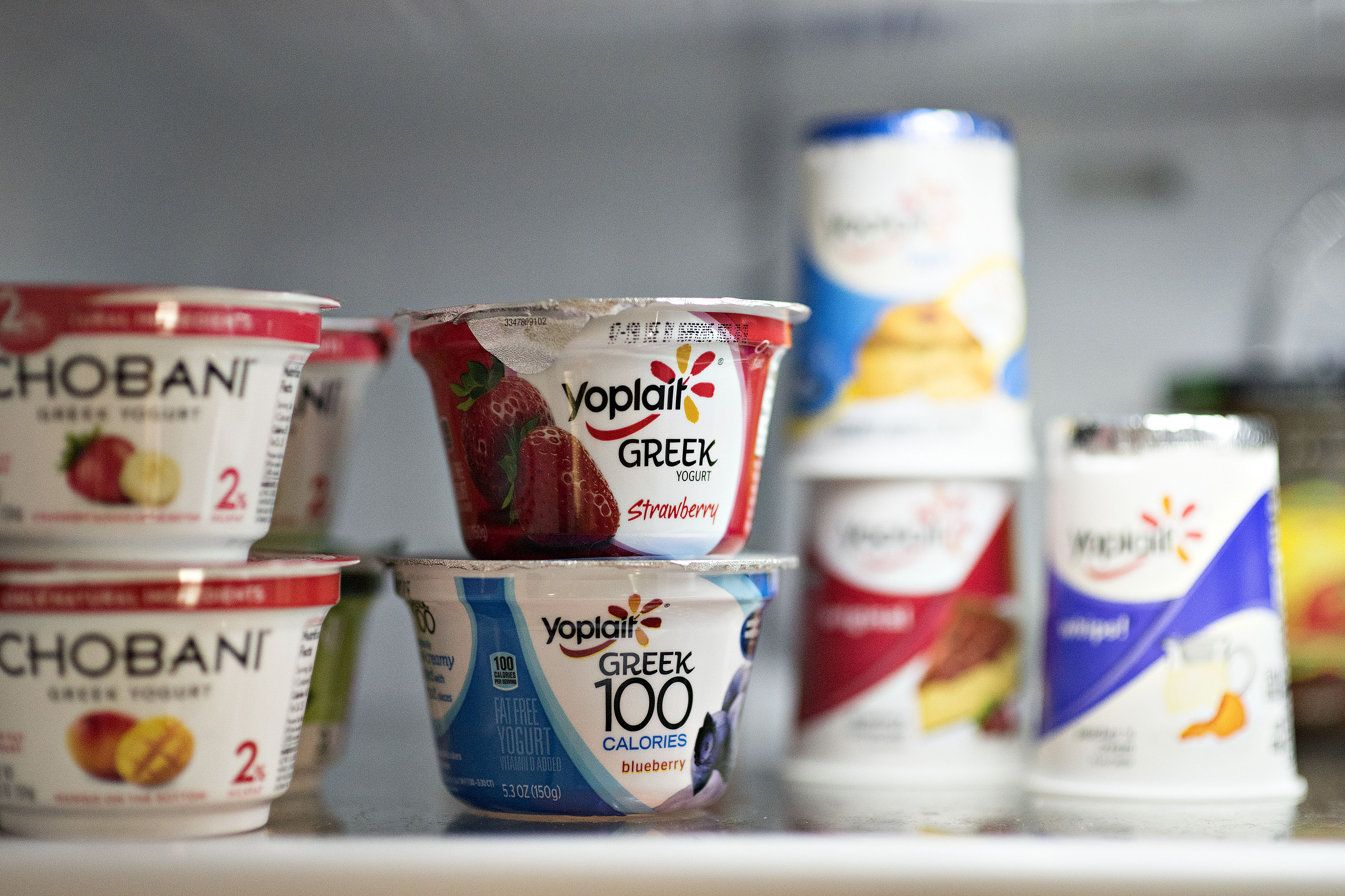 General Mills Inc. Yoplait brand yogurt products arranged for a photograph in Tiskilwa, Illinois, U.S., on Wednesday, March 18, 2015.