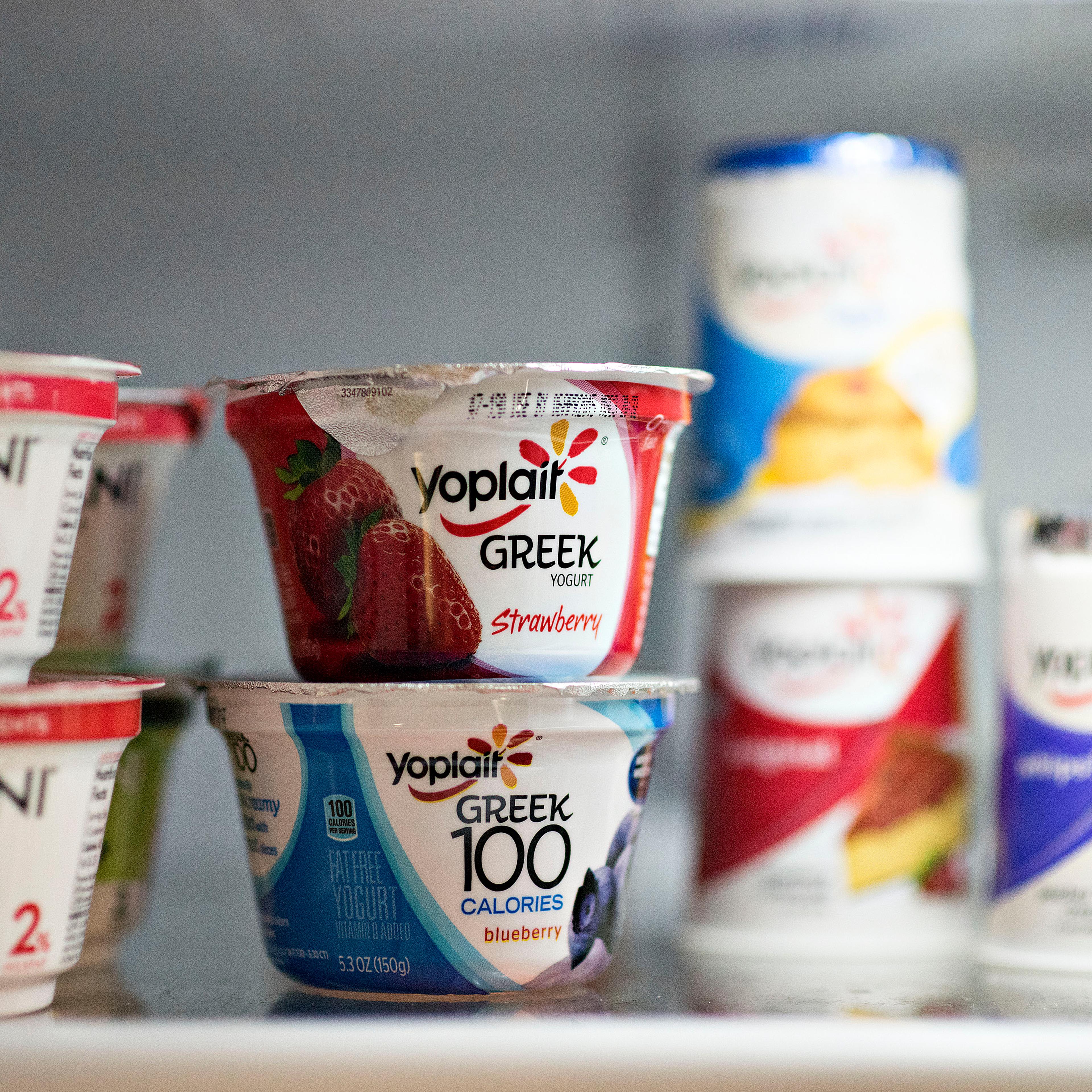 General Mills Inc. Yoplait brand yogurt products arranged for a photograph in Tiskilwa, Illinois, U.S., on Wednesday, March 18, 2015.