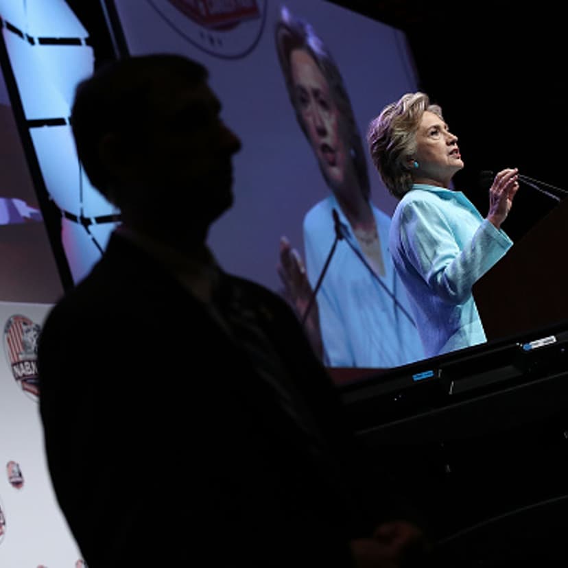 Democratic presidential nomiee Hillary Clinton addresses the National Association of Black Journalists and the National Association of Hispanic Journalists August 5, 2016 in Washington, DC.