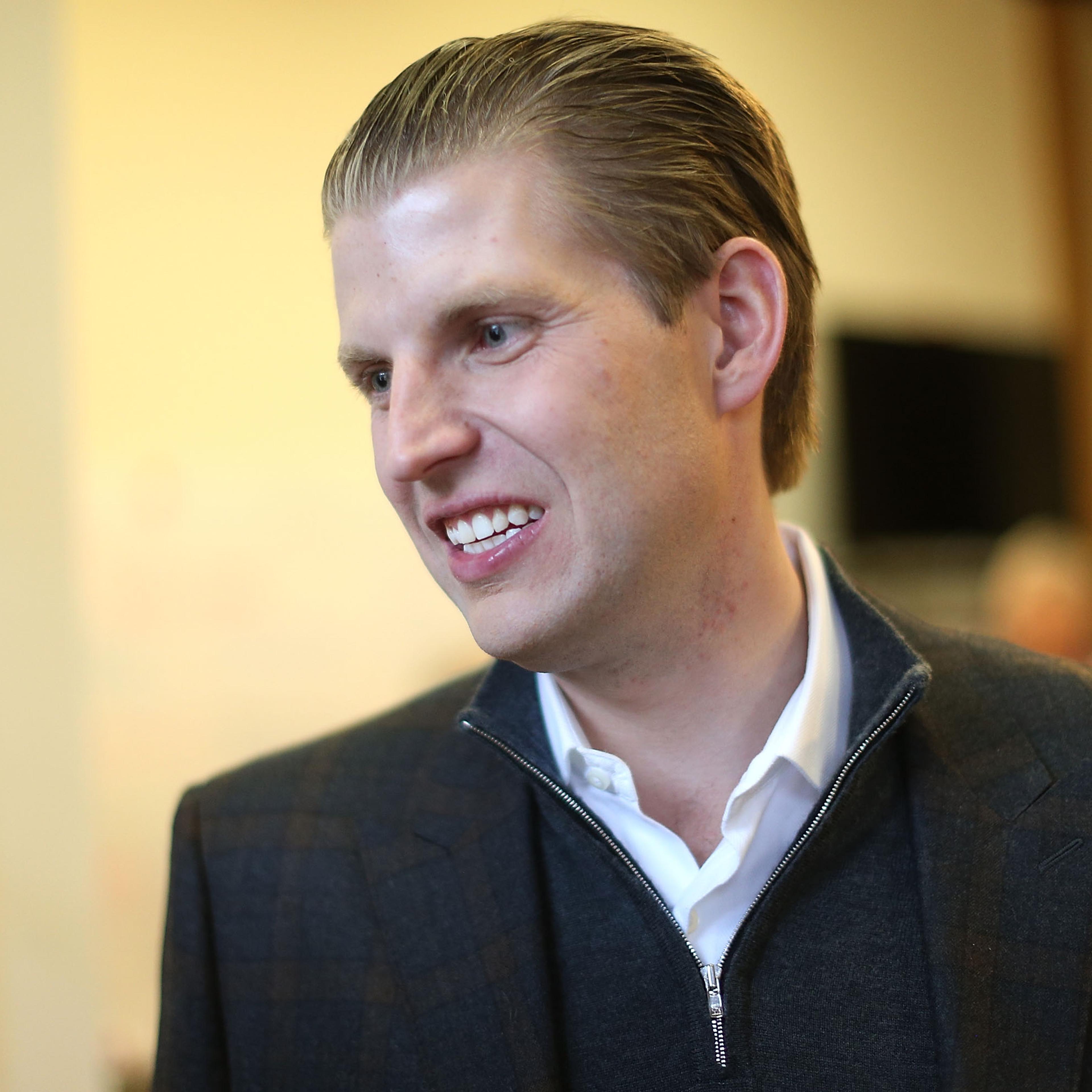 Eric Trump Makes Phone Calls With Volunteers At Trump NH Campaign Office