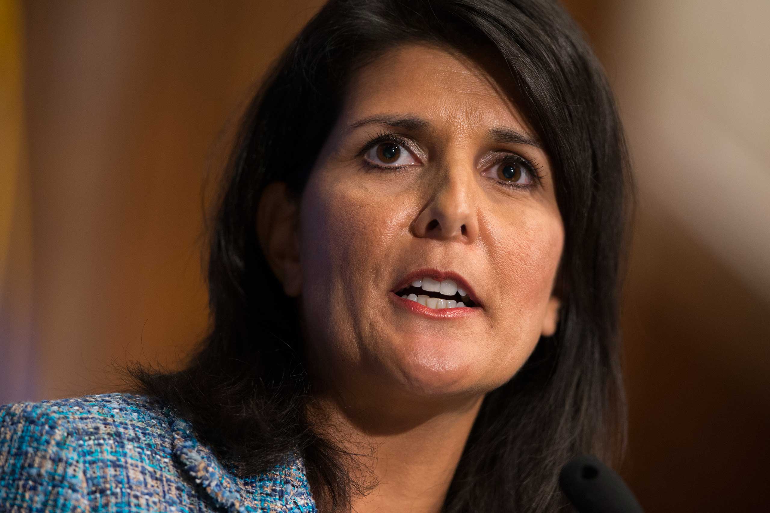 Gov. Nikki Haley, R- S.C., delivers a speech on "Lessons from the New South" during a luncheon at the National Press Club in Washington, D.C., Sept. 2, 2015.