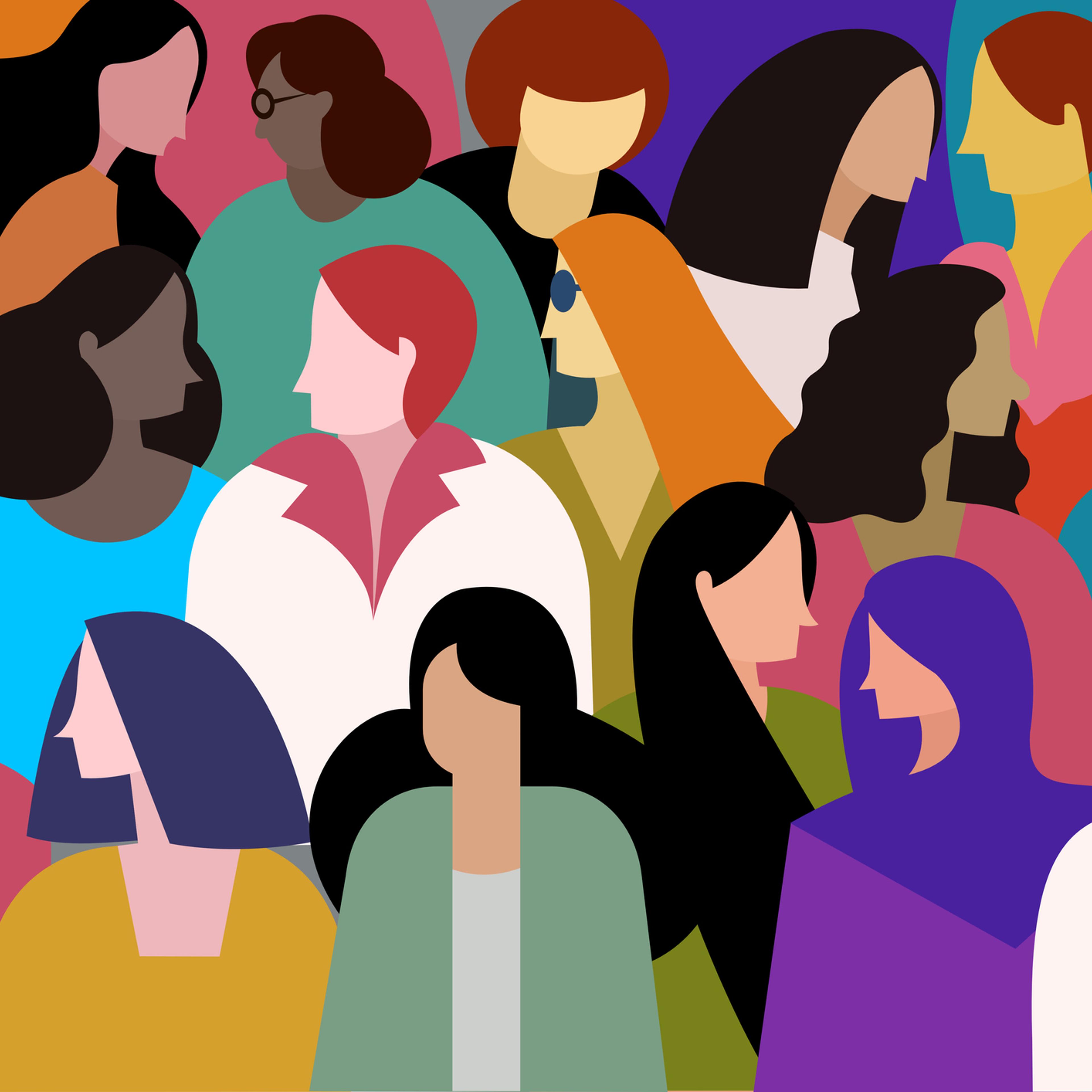A group of multi ethnic women. Concept for women power