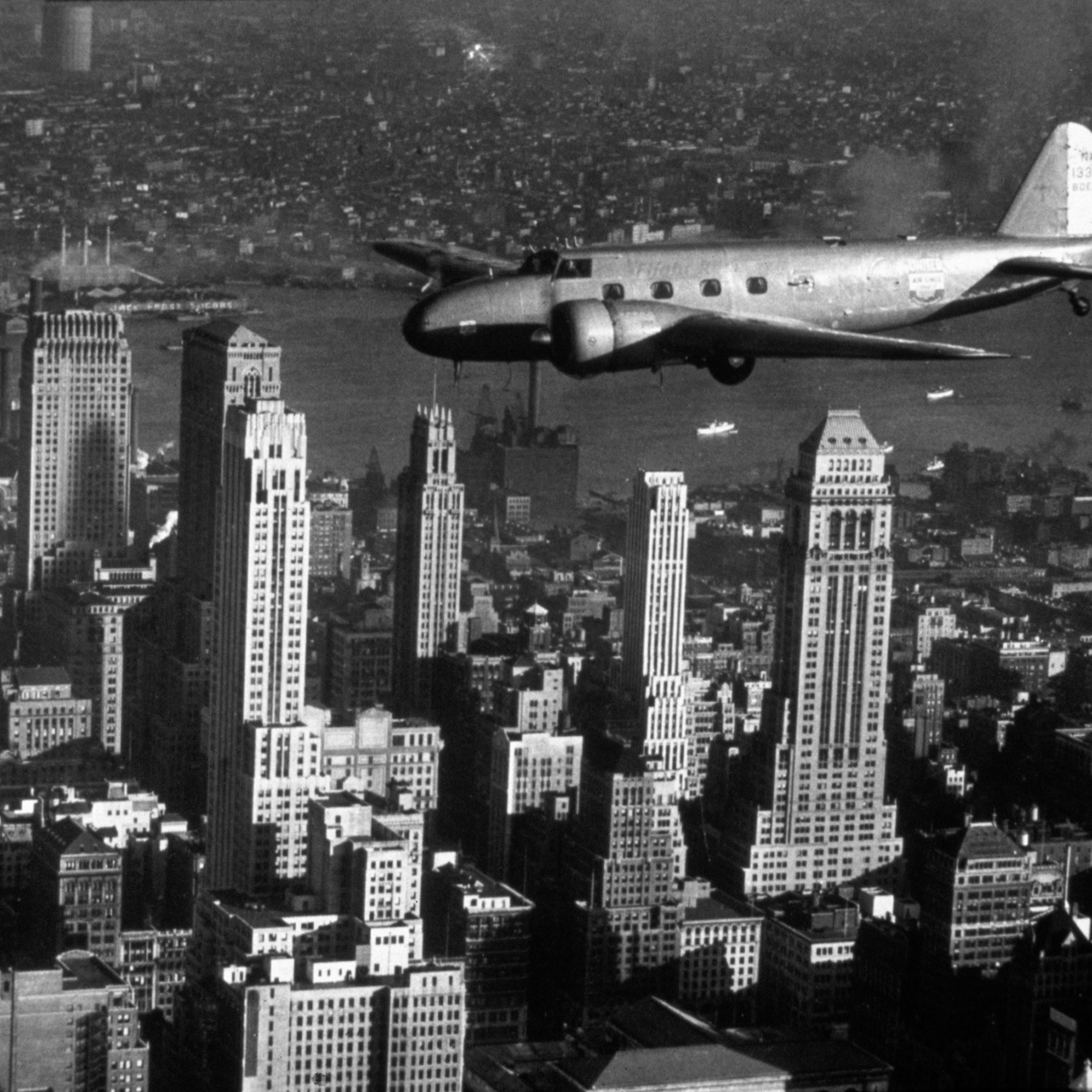 Boeing Model 247D in Flight over New York City