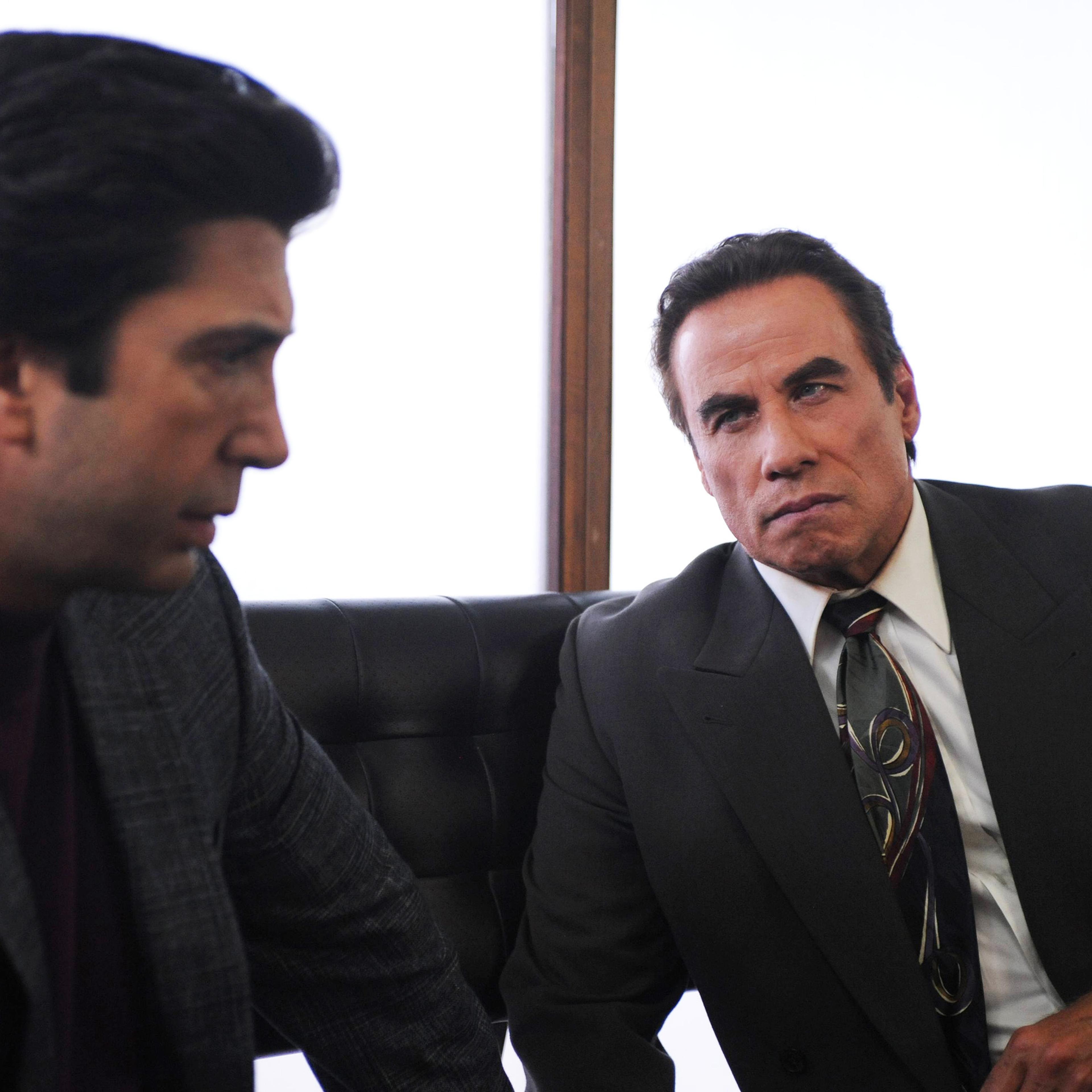 David Schwimmer as Robert Kardashian and John Travolta as Robert Shapiro in The People v. O. J. Simpson.