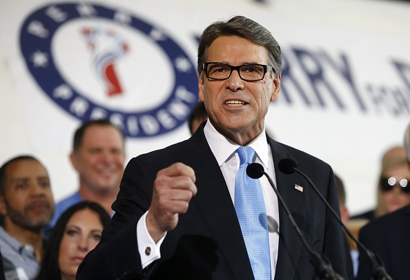 Former Texas Governor Rick Perry speaks to supporters after announcing that he will run for president in 2016 June 4, 2015 in Dallas, Texas. Rick Perry is the tenth Republican to join the race for president in 2016, and also ran for the presidency in 201