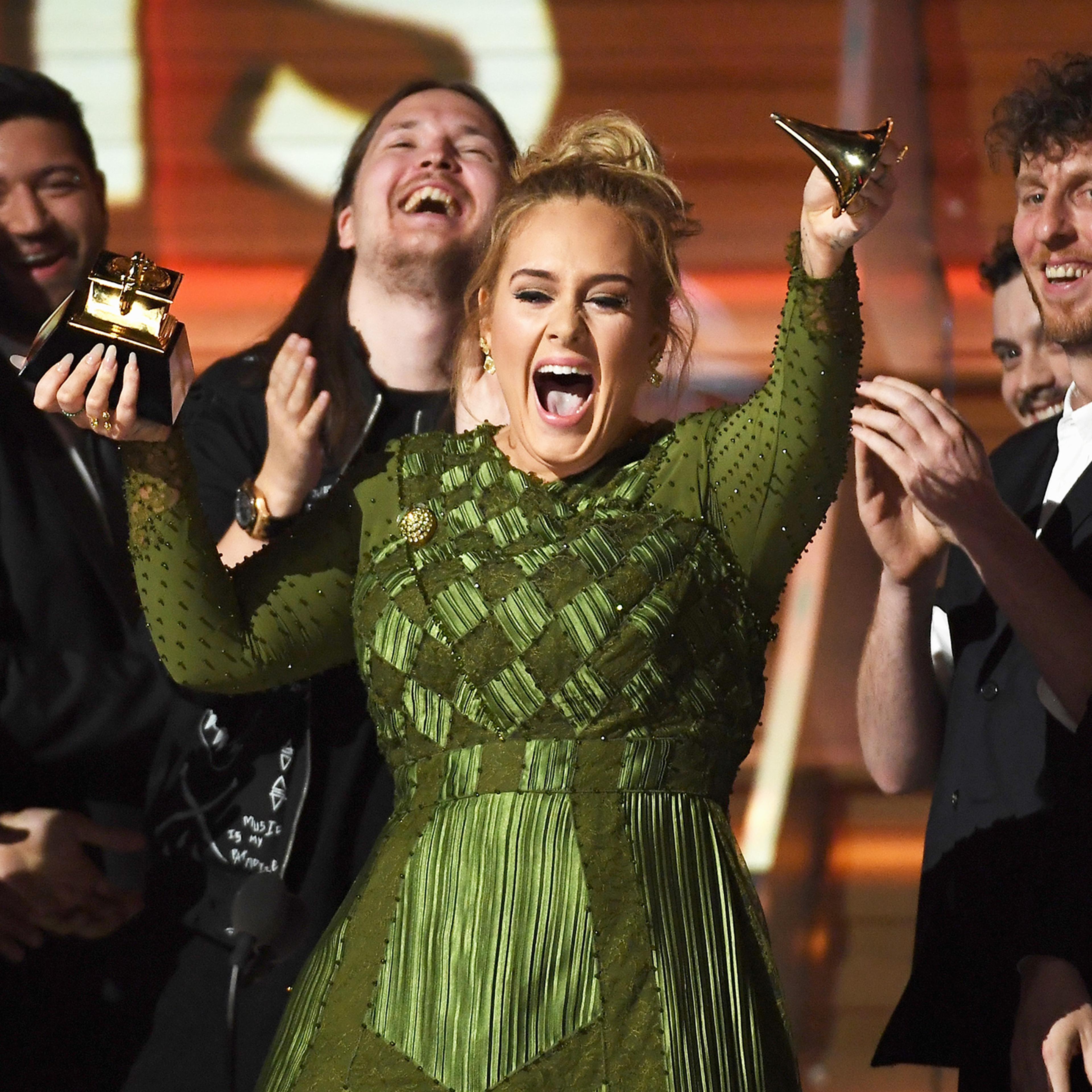 Adele accepts the Album Of The Year award for 25 during The 59th GRAMMY Awards at STAPLES Center, on Feb. 12, 2017 in Los Angeles.
