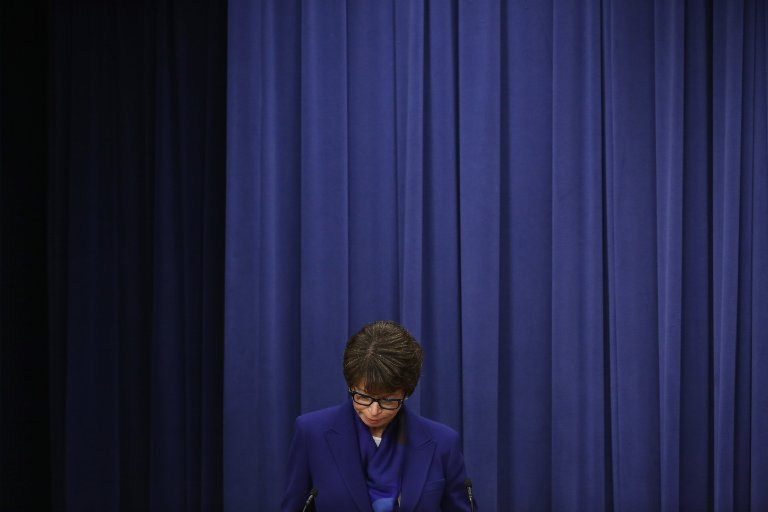 White House Senior Advisor to President Obama Valerie Jarrett observes a moment of silence for the victims of Wednesday's mass shooting in San Bernardino, Calif. on Thursday, Dec. 3, 2015 in Washington.