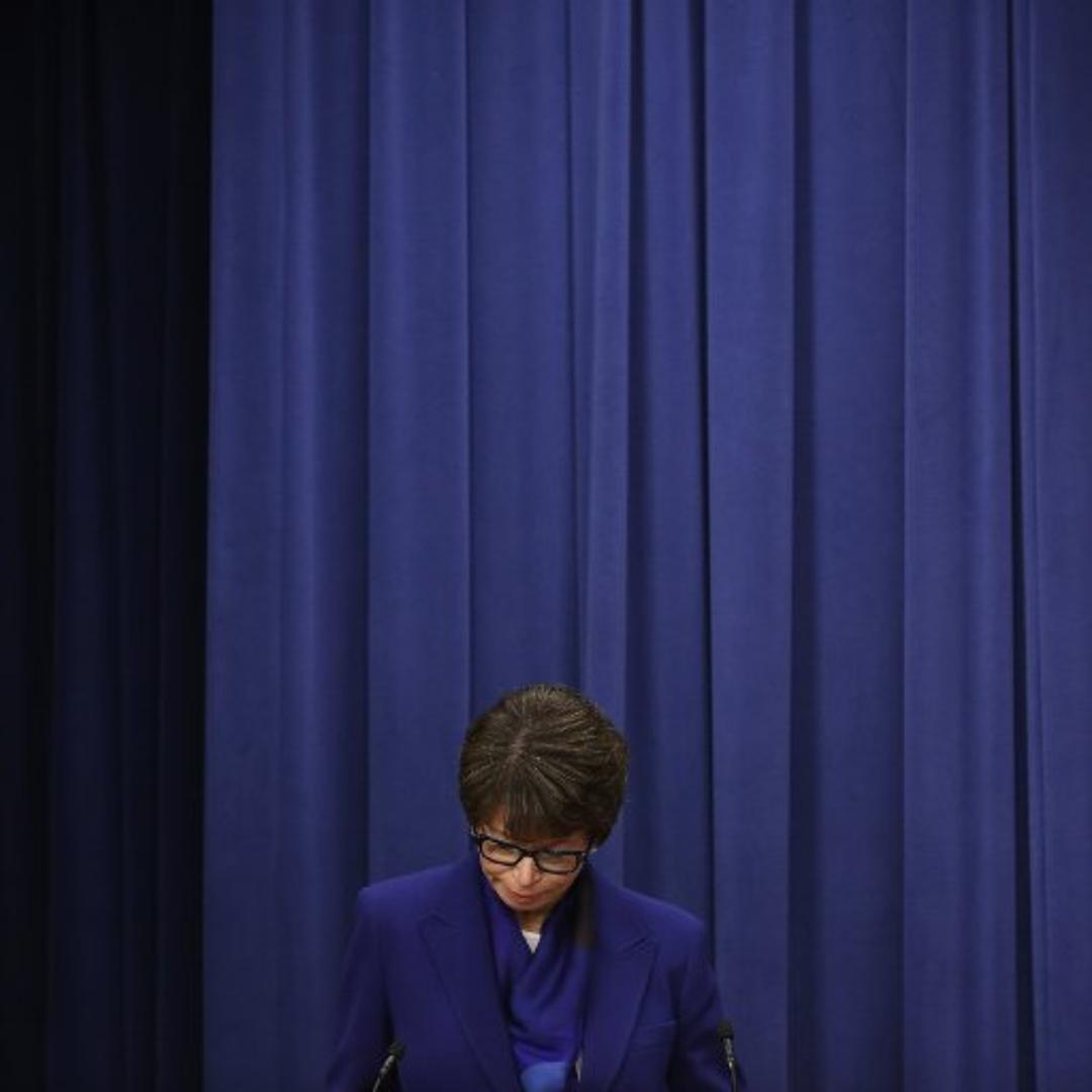 White House Senior Advisor to President Obama Valerie Jarrett observes a moment of silence for the victims of Wednesday's mass shooting in San Bernardino, Calif. on Thursday, Dec. 3, 2015 in Washington.