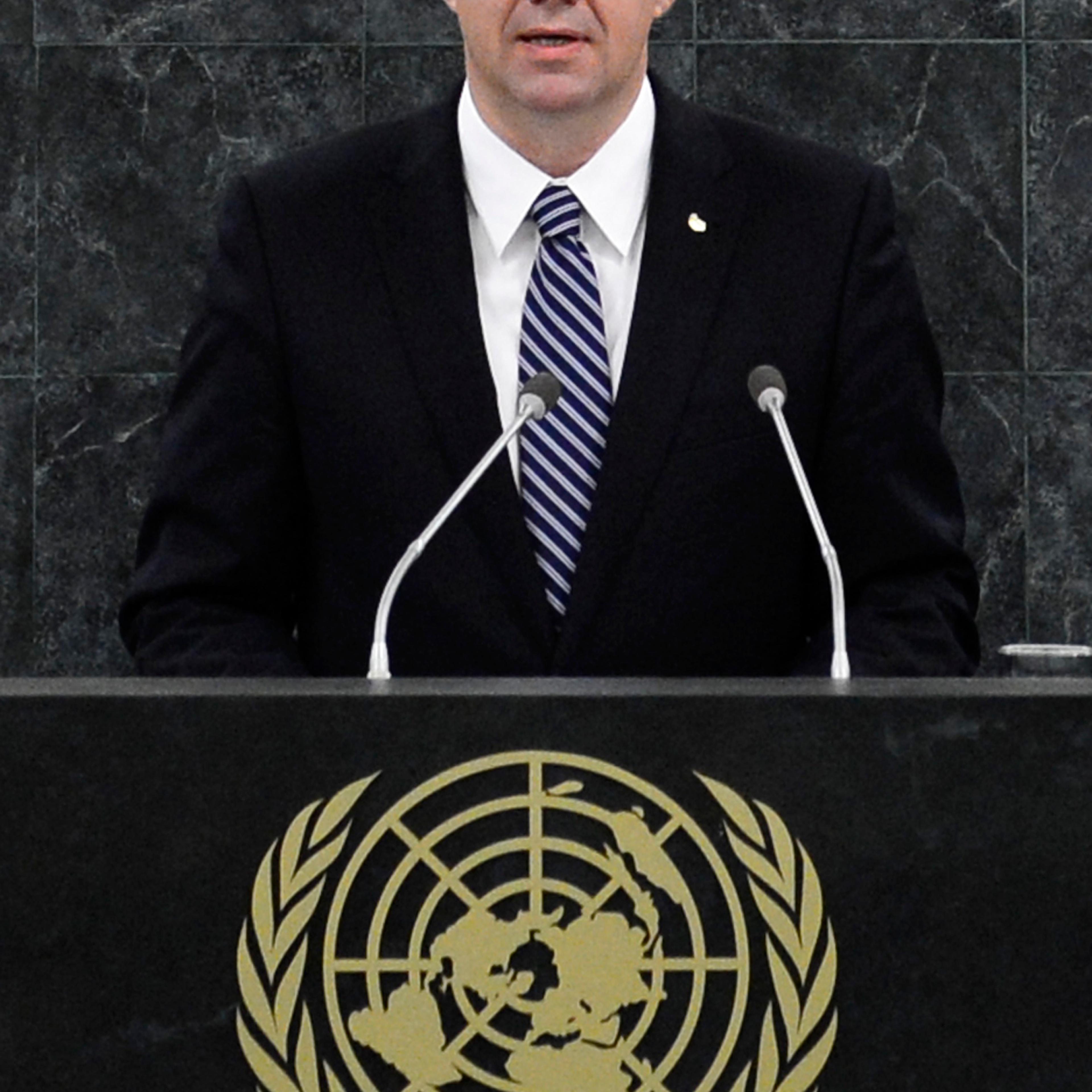 Iceland's Foreign Minister Sveinsson addresses the 68th session of the U.N. General Assembly in New York