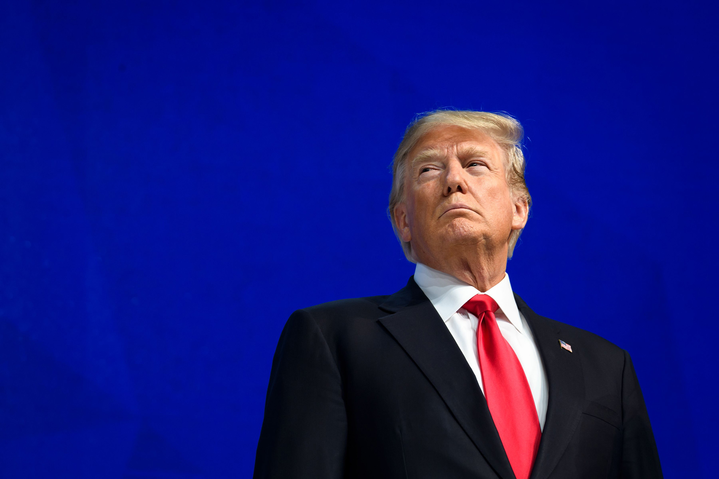President Donald Trump delivering a speech during the World Economic Forum