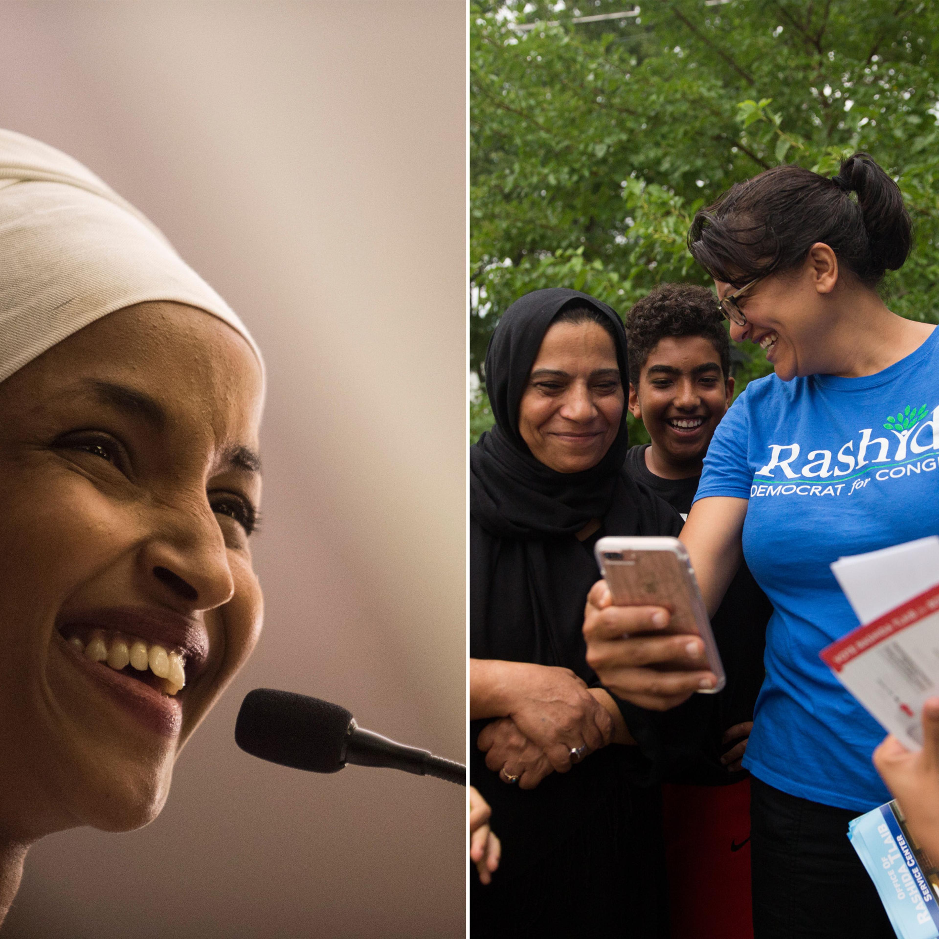 Ilhan Omar, a candidate for State Representative for District 60B in Minnesota, gives an acceptance speech on election night, November 8, 2016 in Minneapolis, Minnesota. Omar, a refugee from Somalia, is the first Somali-American Muslim woman to hold publ