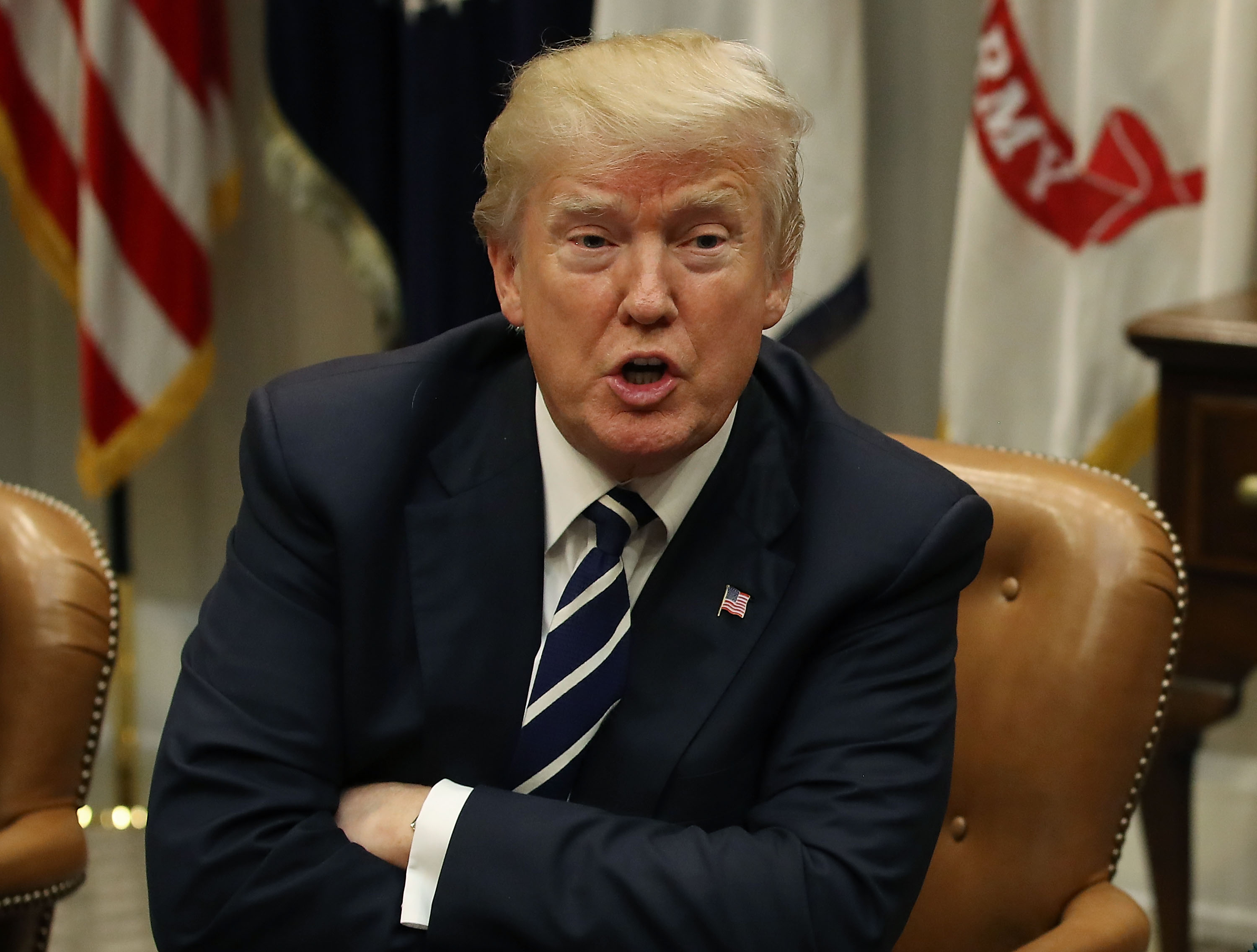 President Trump Holds Roundtable On Prison Reform In Roosevelt Room Of White House