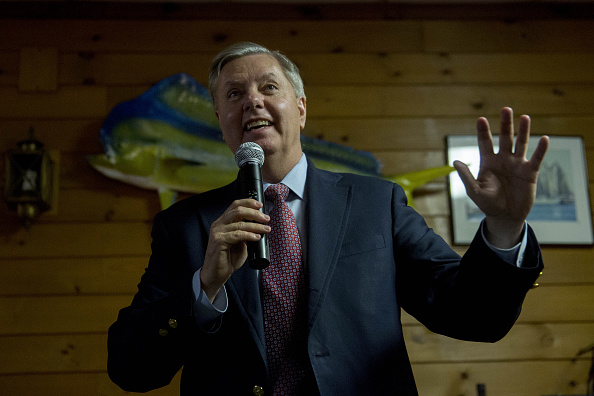Senator Lindsey Graham, a Republican from South Carolina and 2016 presidential candidate, speaks at the Stafford County GOP Christmas Party during a campaign stop at Newick's Lobster House in Dover, New Hampshire, U.S., on Friday, Dec. 18, 2015.