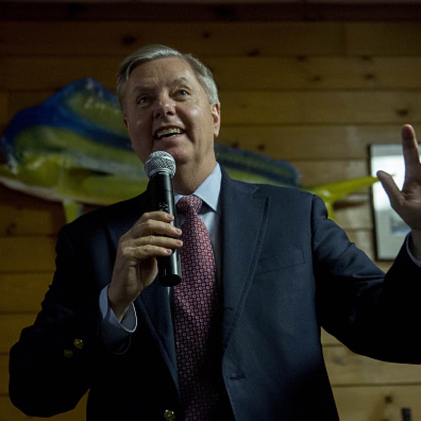 Senator Lindsey Graham, a Republican from South Carolina and 2016 presidential candidate, speaks at the Stafford County GOP Christmas Party during a campaign stop at Newick's Lobster House in Dover, New Hampshire, U.S., on Friday, Dec. 18, 2015.